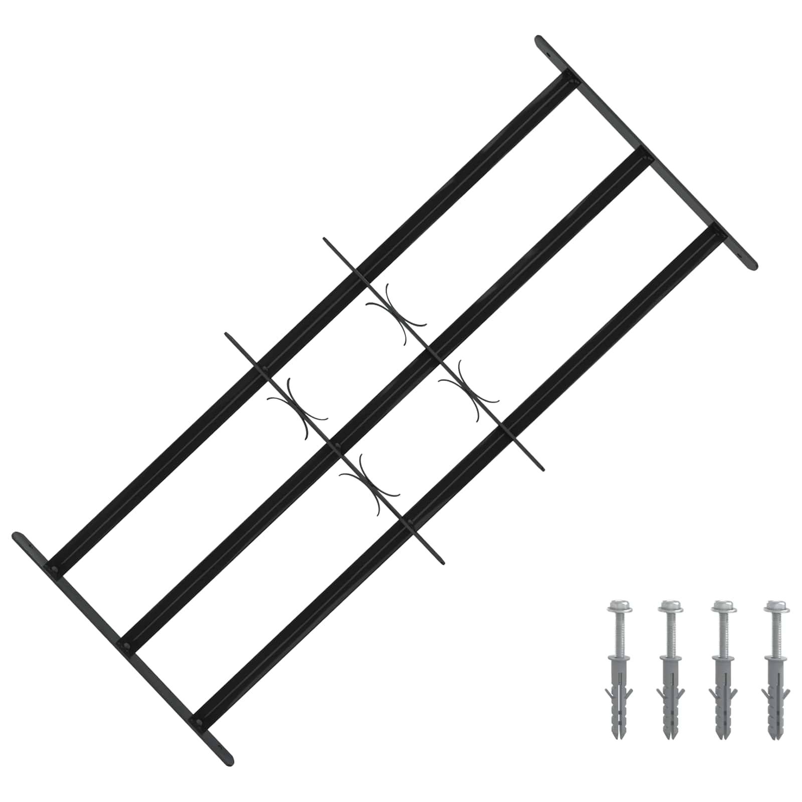 vidaXL Fenstergitter 116 x 45 cm Pulverbeschichteter Stahl Schwarz