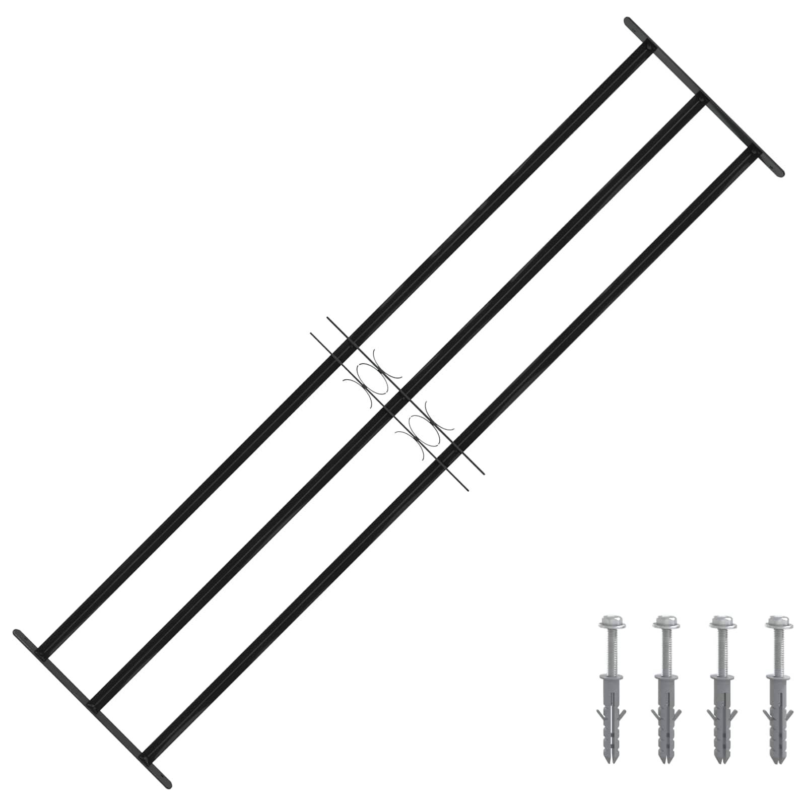 vidaXL Fenstergitter 174 x 45 cm Pulverbeschichteter Stahl Schwarz