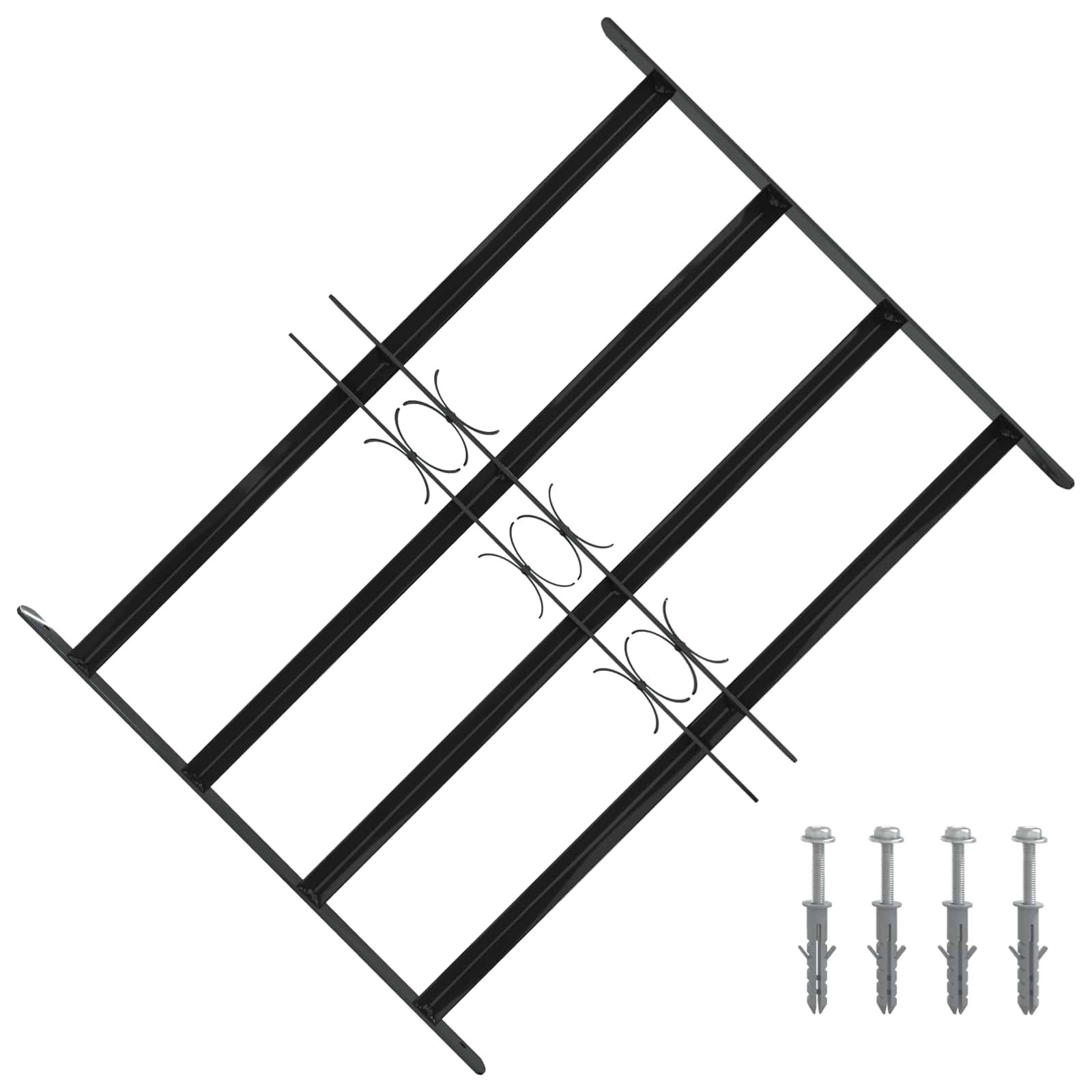 vidaXL Fenstergitter 75,5 x 60 cm Pulverbeschichteter Stahl Schwarz