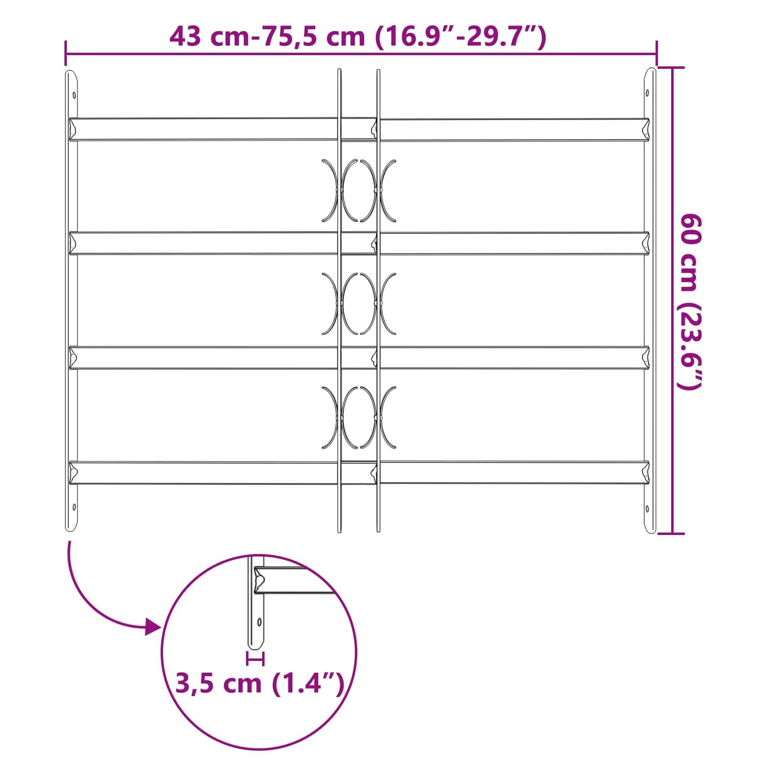 Ausziehbare Regalabmessungen: Breite 43 cm-75,5 cm (16,9