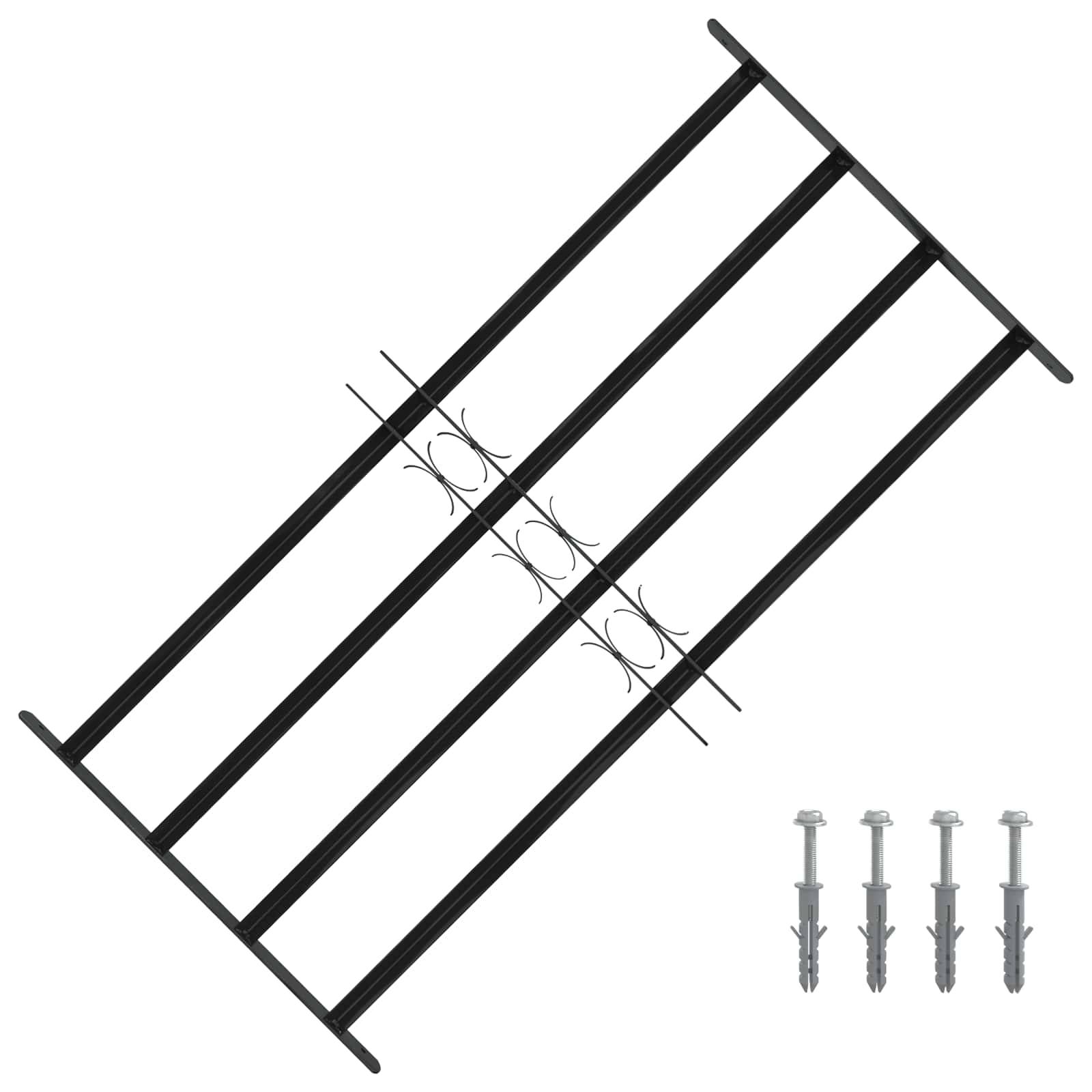 vidaXL Fenstergitter 115 x 60 cm Pulverbeschichteter Stahl Schwarz