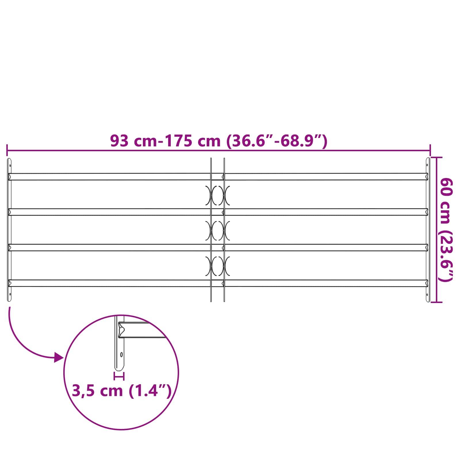 Verlängerungssystem verstellbar von 93 cm bis 175 cm (36,6