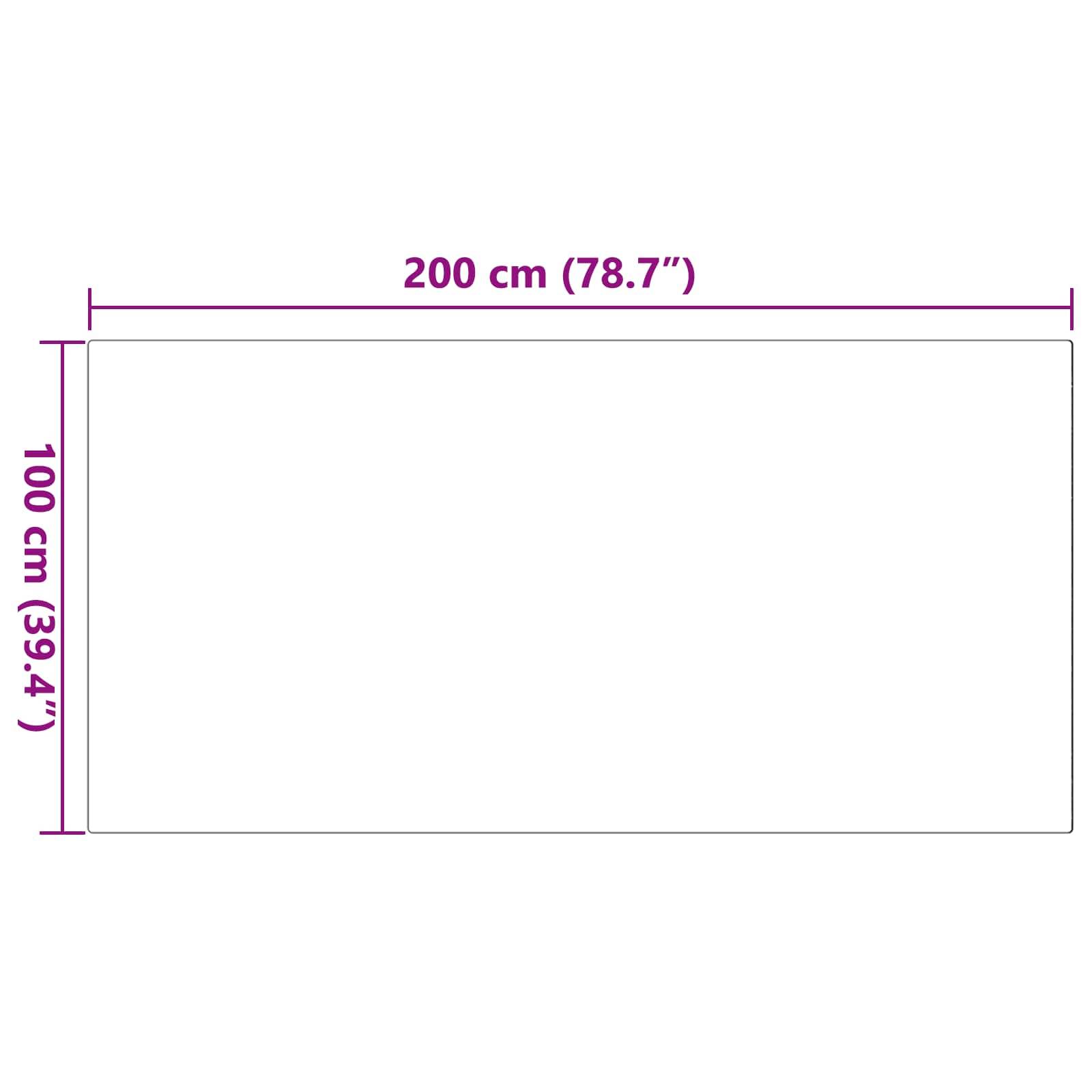 Rechteckiges Dimensionsgrafik mit Breite beschriftet als '200 cm (78,7