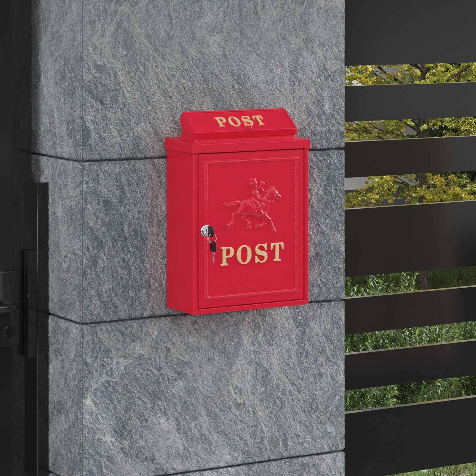 vidaXL Wandmontierter Briefkasten Rot 29 x 13 x 41 cm Gussaluminium