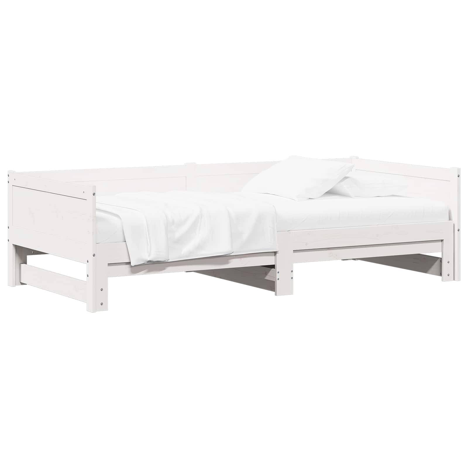 vidaXL Ausziehbares Tagesbett Weiß 180 x 200 cm Massives Kiefernholz