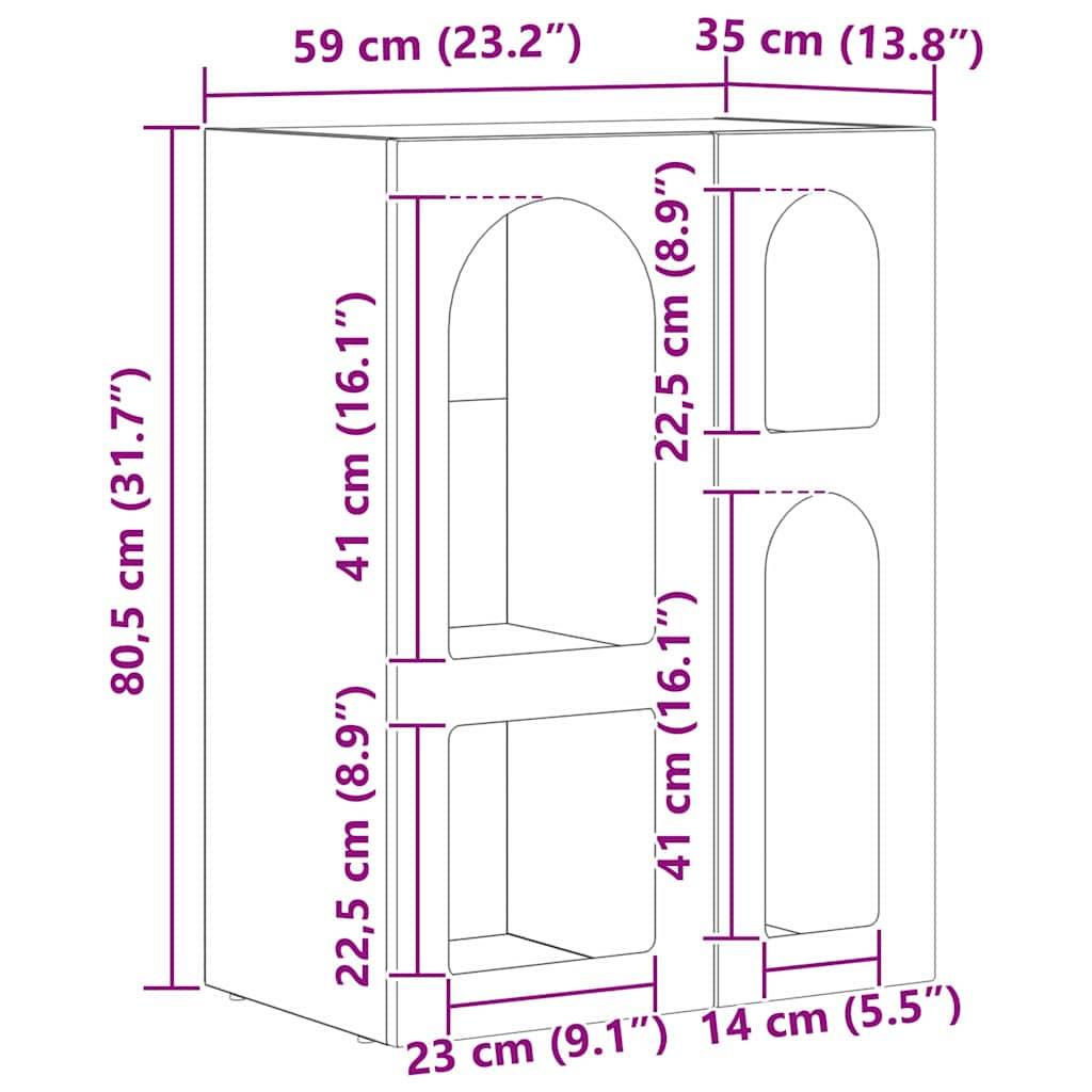 Diagramm eines Schranks mit Maßen: Höhe 80,5 cm (31,7