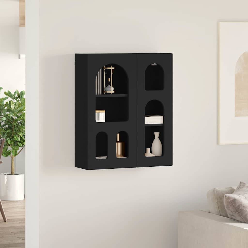 vidaXL Hängeschrank mit Regal Schwarz 59 x 20 x 71,5 cm Holzwerkstoff