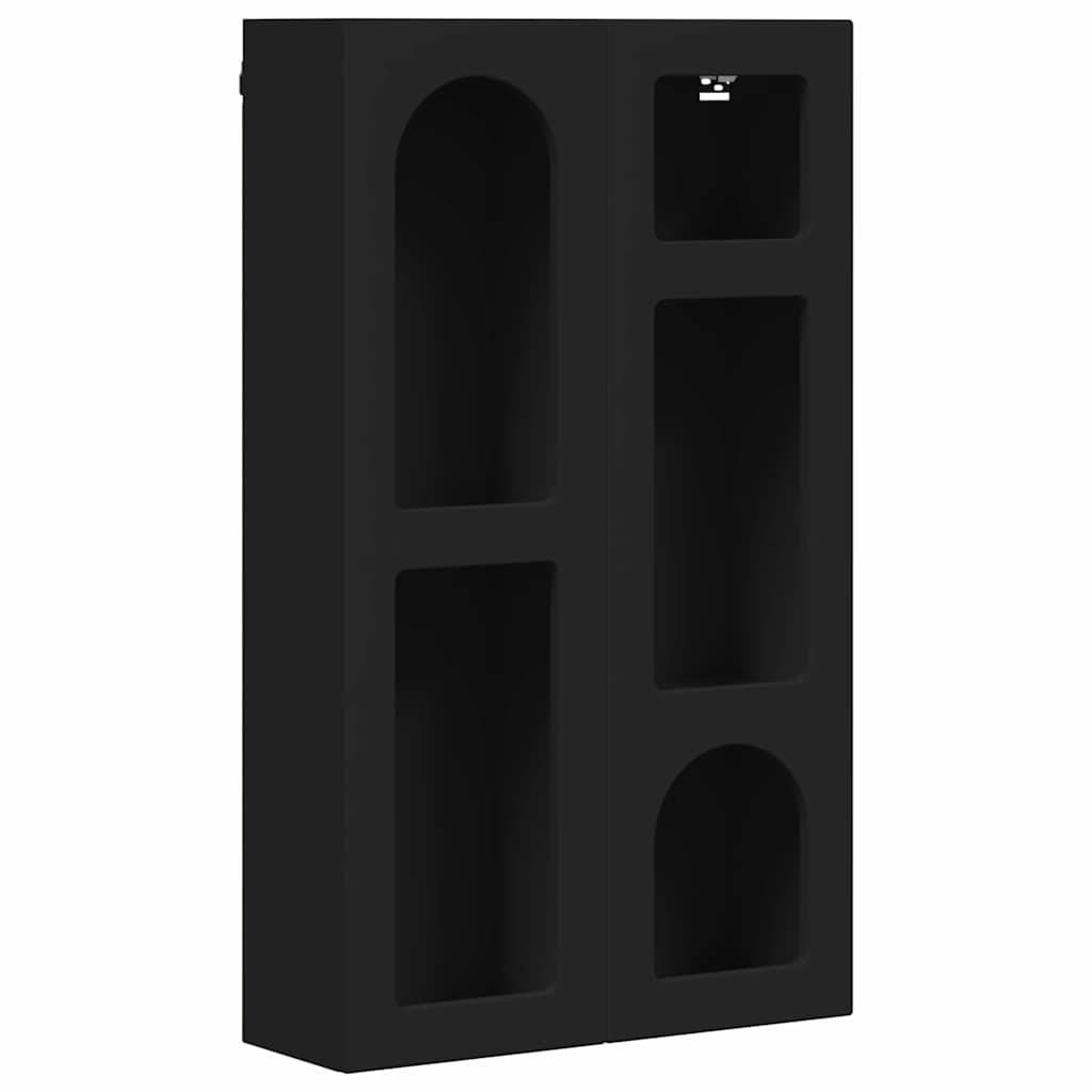 vidaXL Hängeschrank mit Regal Schwarz 59 x 20 x 100 cm Holzwerkstoff
