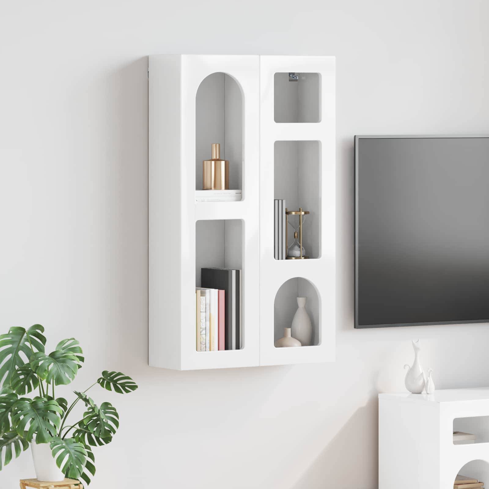 vidaXL Hängeschrank Hochglanz Weiß 59 x 20 x 100 cm Holzwerkstoff