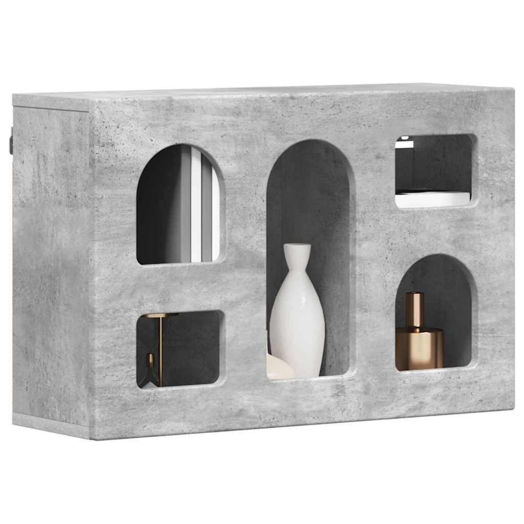 vidaXL Hängeschrank mit Regal Beton Grau 60 x 20 x 40 cm Holzwerkstoff