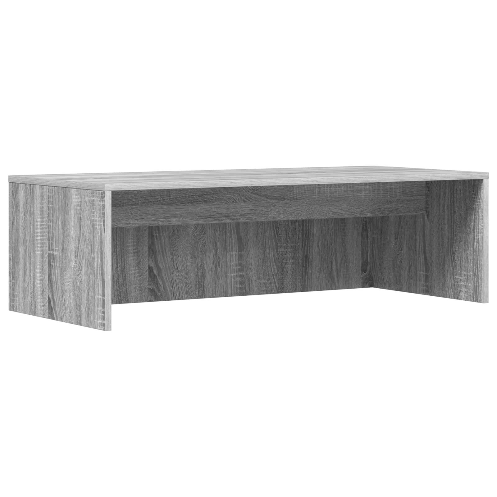 Ein grauer Holz-Arbeitstisch als schwebender Schreibtisch mit rechteckiger Form und minimalistischem Design, geeignet für kleine Räume.
