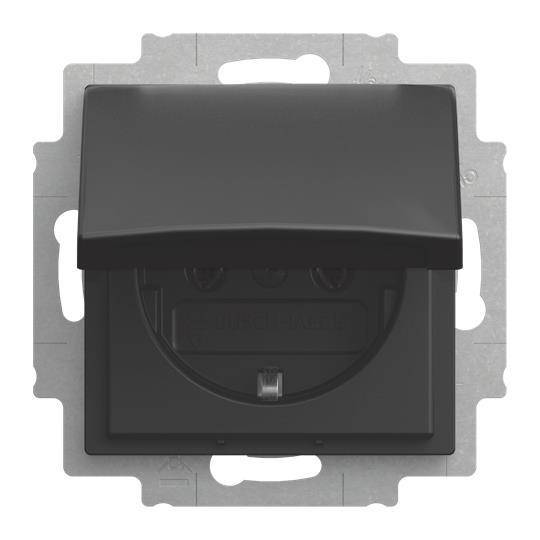 BJ SCHUKO Steckdosen-Einsatz 20 EUK-915 Klappdeck. Busch-balance SI schwarz matt Install.Baumaterial