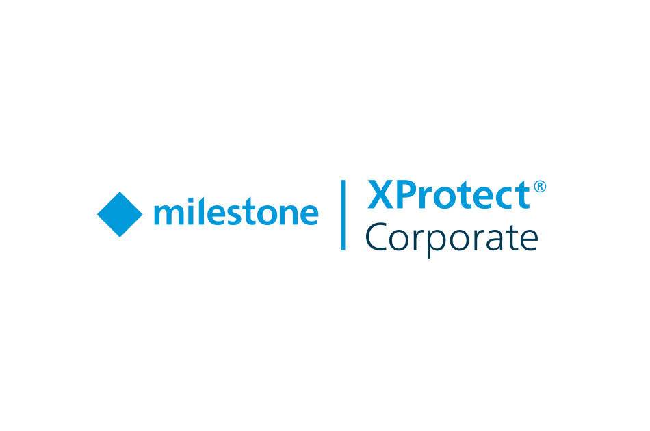 Milestone XProtect Corporate Logo auf weißem Hintergrund.