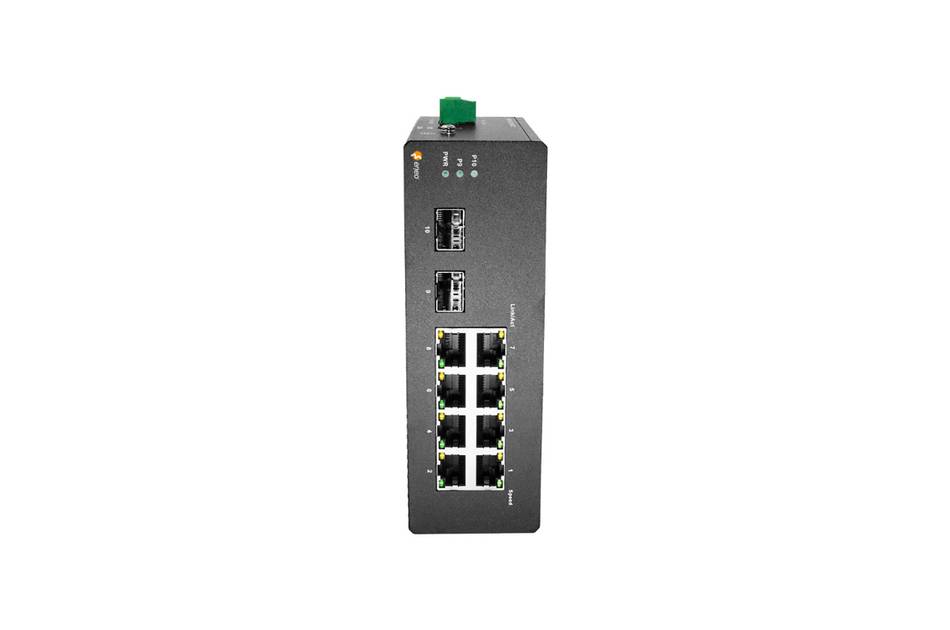 eneo NSUI-3008M0A, Gigabit Switch Industrie, Unmanaged, 8x PoE, 2xSFP, max 30W pro Port, -40°C~75°C, 44~57 VDC, ohne Ne