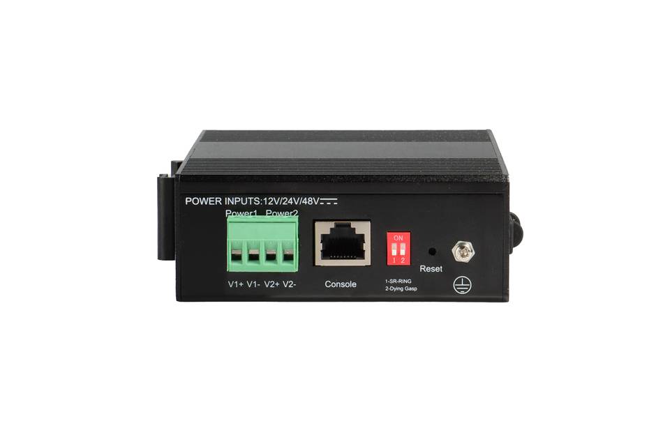 eneo NSMI-4004M0A, Gigabit Switch Industrie, Managed, 4x PoE, 2xSFP, max 30W pro Port, -40°C~75°C, 44~57 VDC, ohne Netz