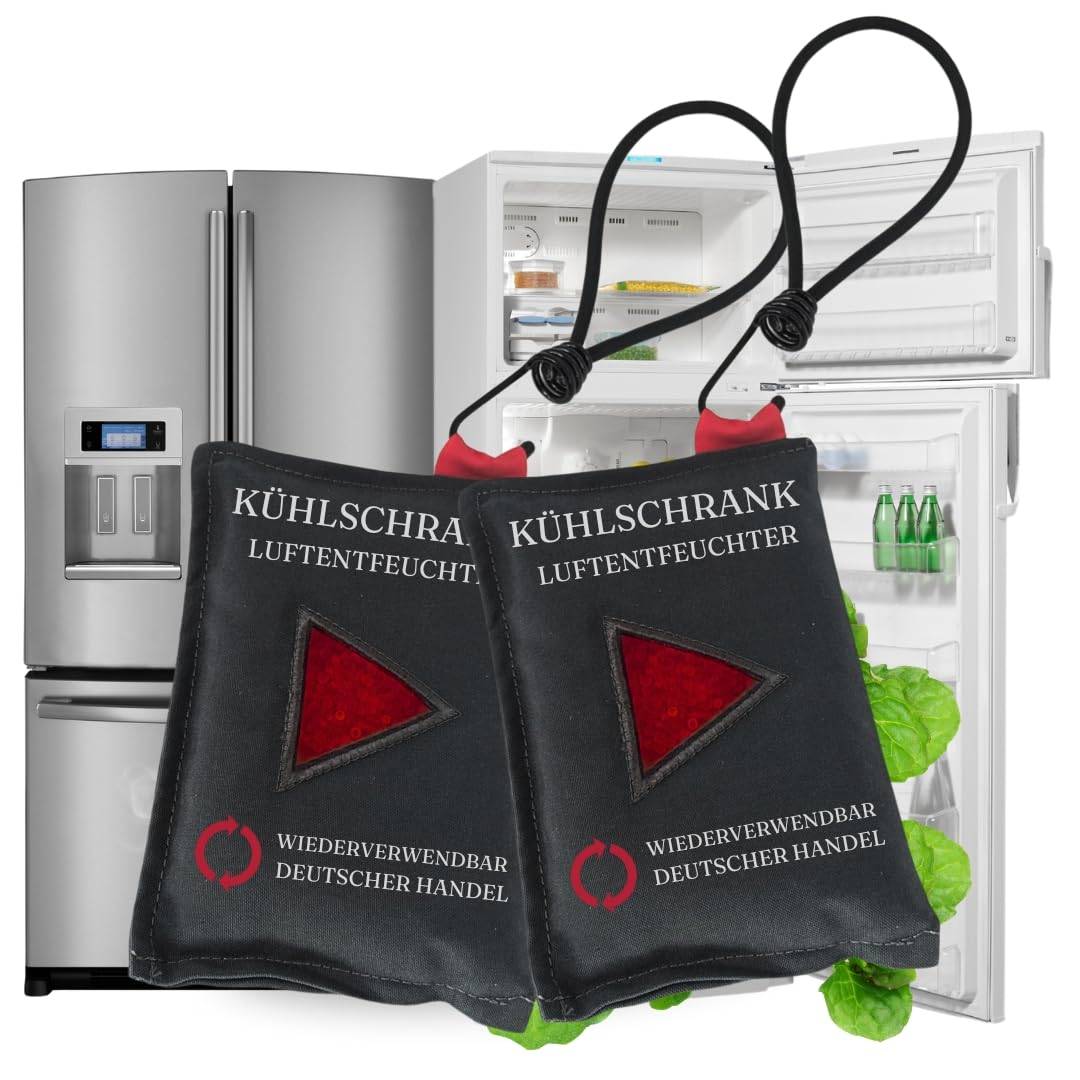 2x Kühlschrank Luftentfeuchter mit Hänger Feuchtigkeitsabsorber Kissen wiederverwendbar - Zubehör Kondenswasser Stop Entfeuchterbeutel Luft Entfeuc
