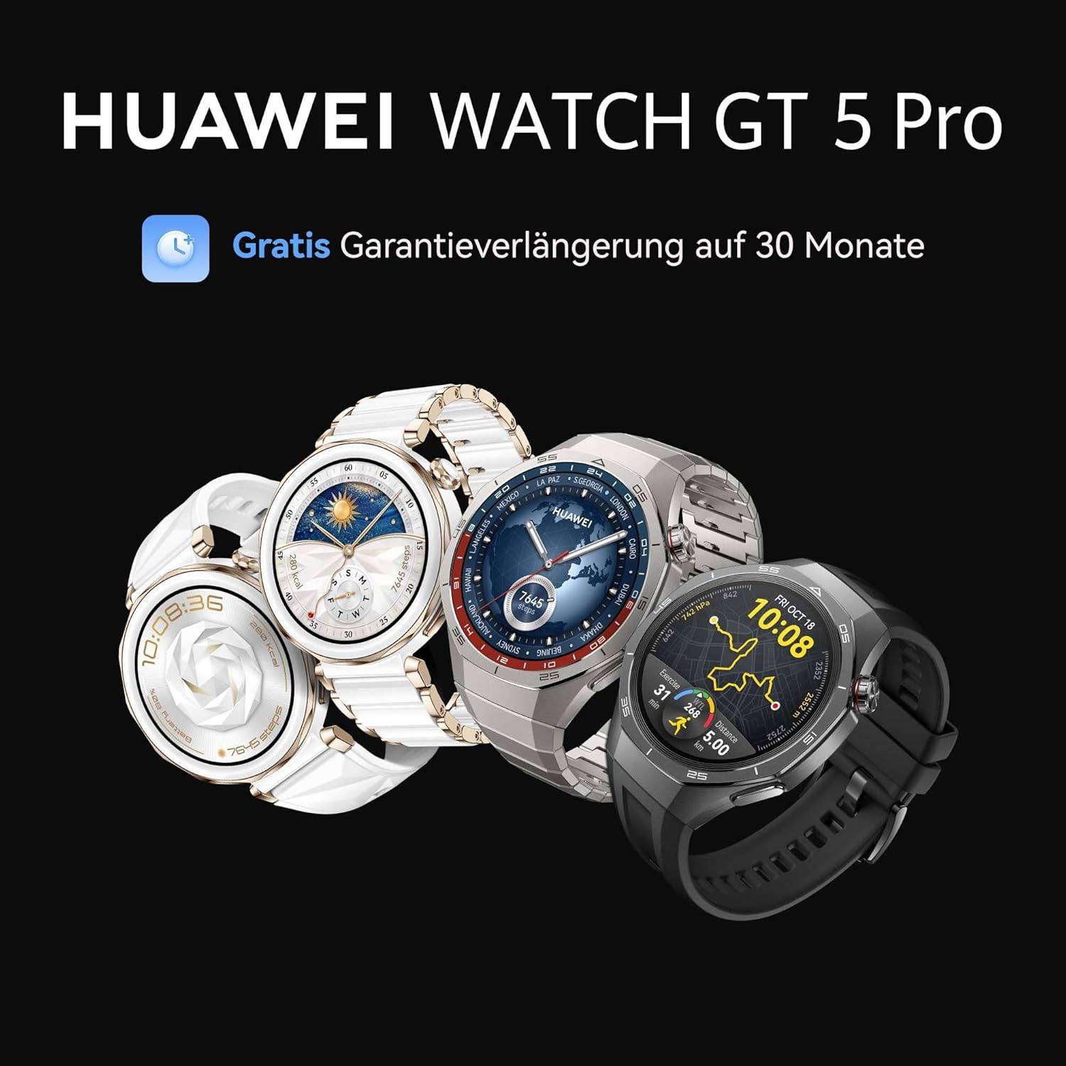 HUAWEI Watch GT 5Pro 46 mm Smartwatch Health-Tracking EKG GPS iOS &Android black