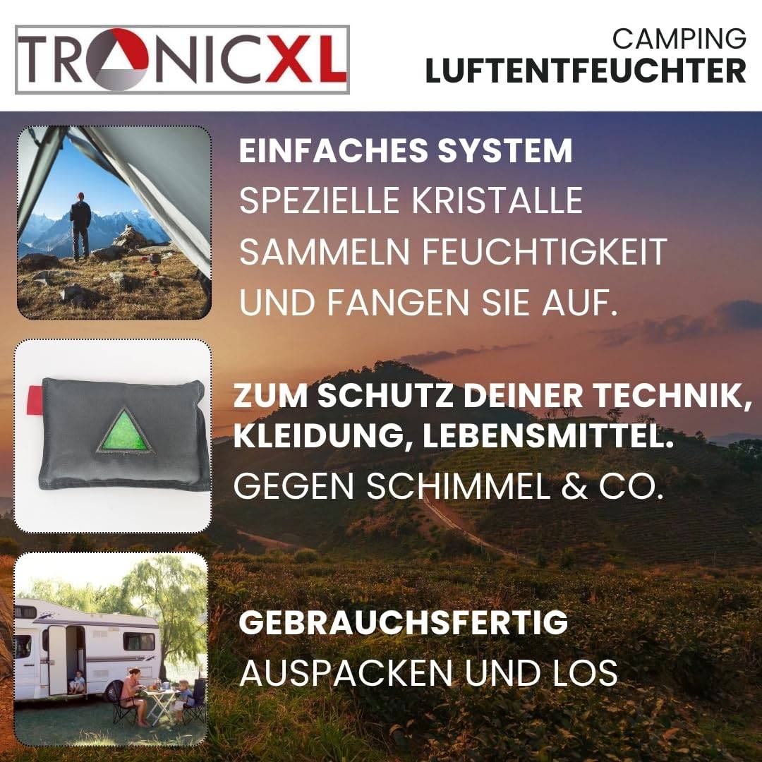 Camping Luftentfeuchter mit Hänger für Zelt Caravan Schlafsack Feuchtigkeitsabsorber wiederverwendbar - Zubehör Kondenswasser Stop Luft Entfeuchter
