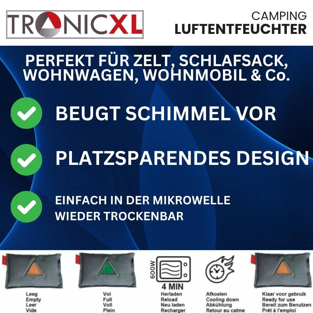 2 Camping Luftentfeuchter mit Hänger für Zelt Caravan Schlafsack Feuchtigkeitsabsorber wiederverwendbar - Zubehör Kondenswasser