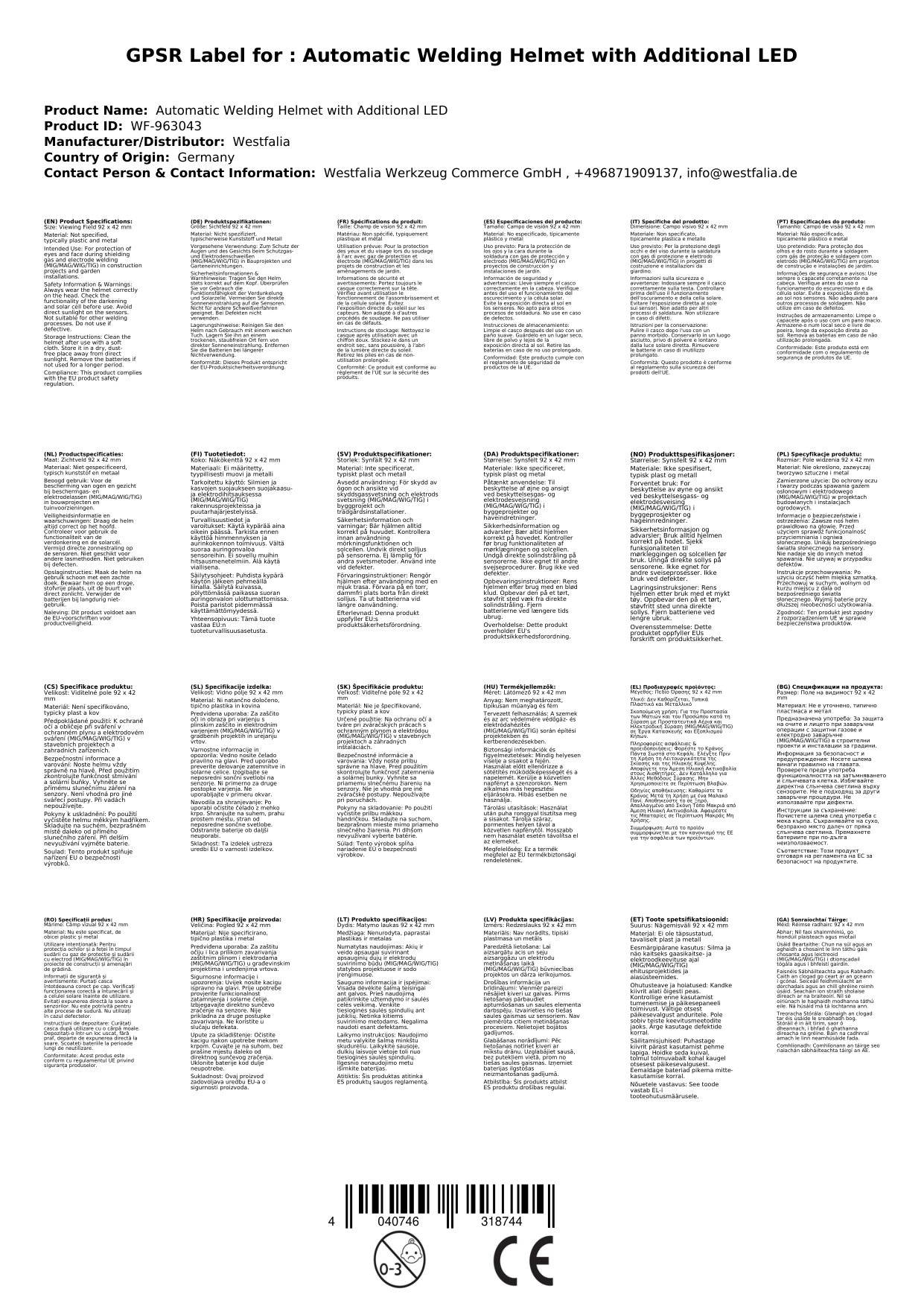 Automatik Schweißhelm mit Zusatz LED