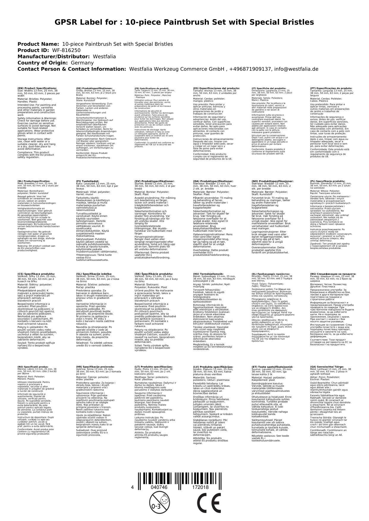 Pinsel Set 10-teilig mit Spezialborsten