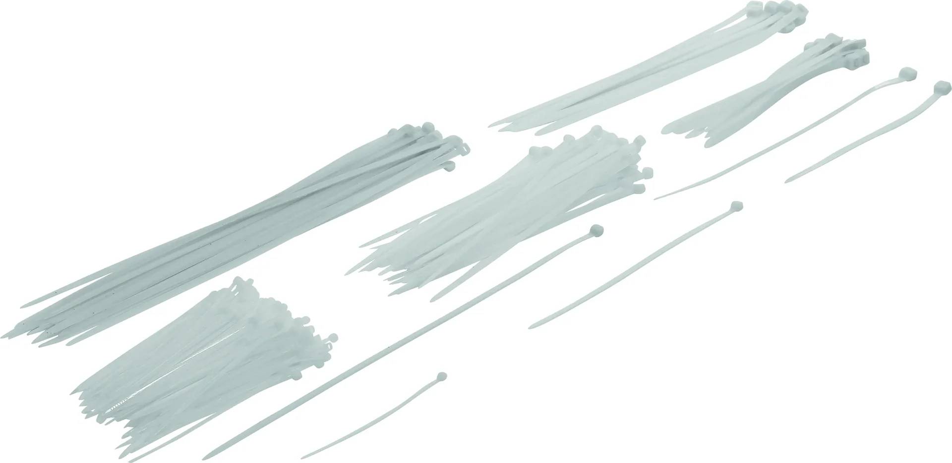 Kabelbinder-Sortiment weiß, 100-300 mm, 250-tlg.