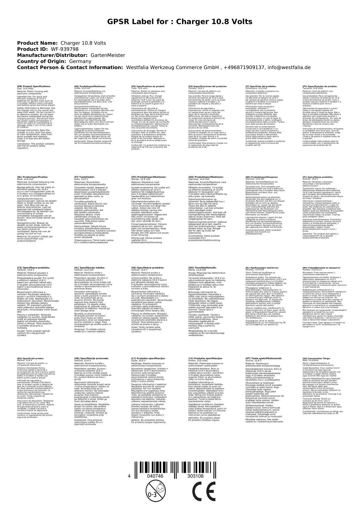 Ladegerät 10,8 Volt