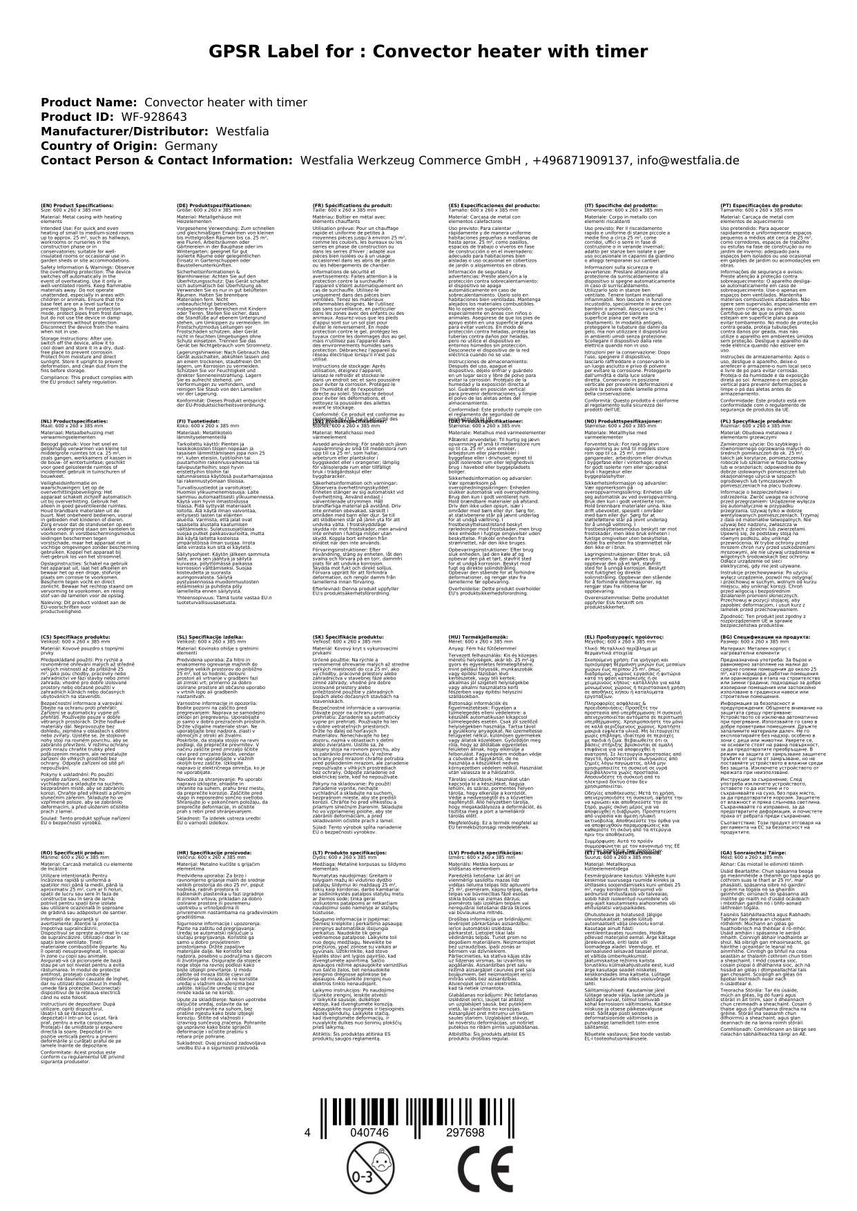 Konvektor Heizung mit Timer