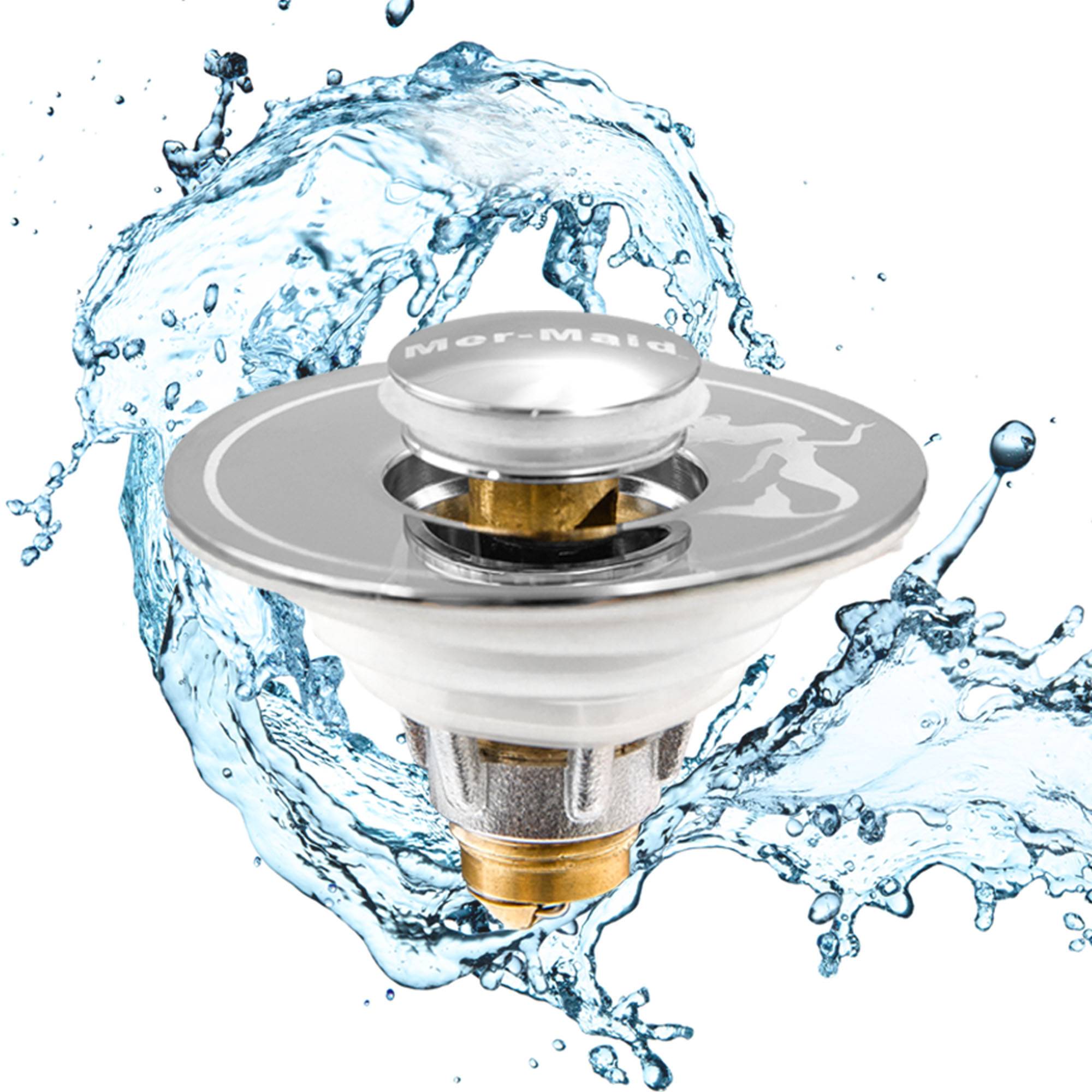 Drain Magic - Universal Waschbeckenstöpsel mit Abflusssieb - inkl. 3 Dichtungsringe - verhindert Verstopfungen & Tropfen - für Waschbecken, Spüle