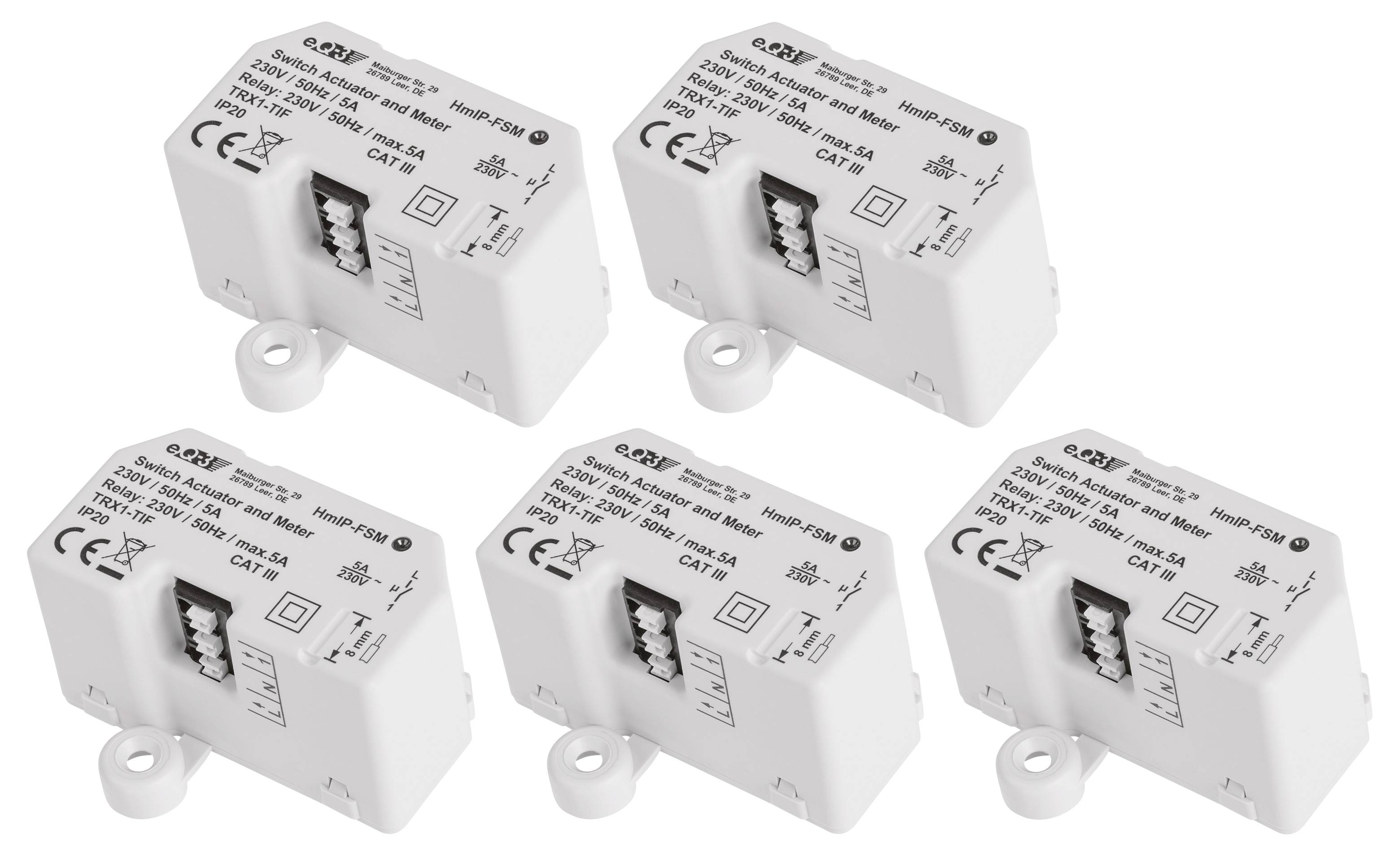 HOMEMATIC IP Smart Home 142721A0 Schalt-Mess-Aktor, 5 A, Unterputz, 5 Stück