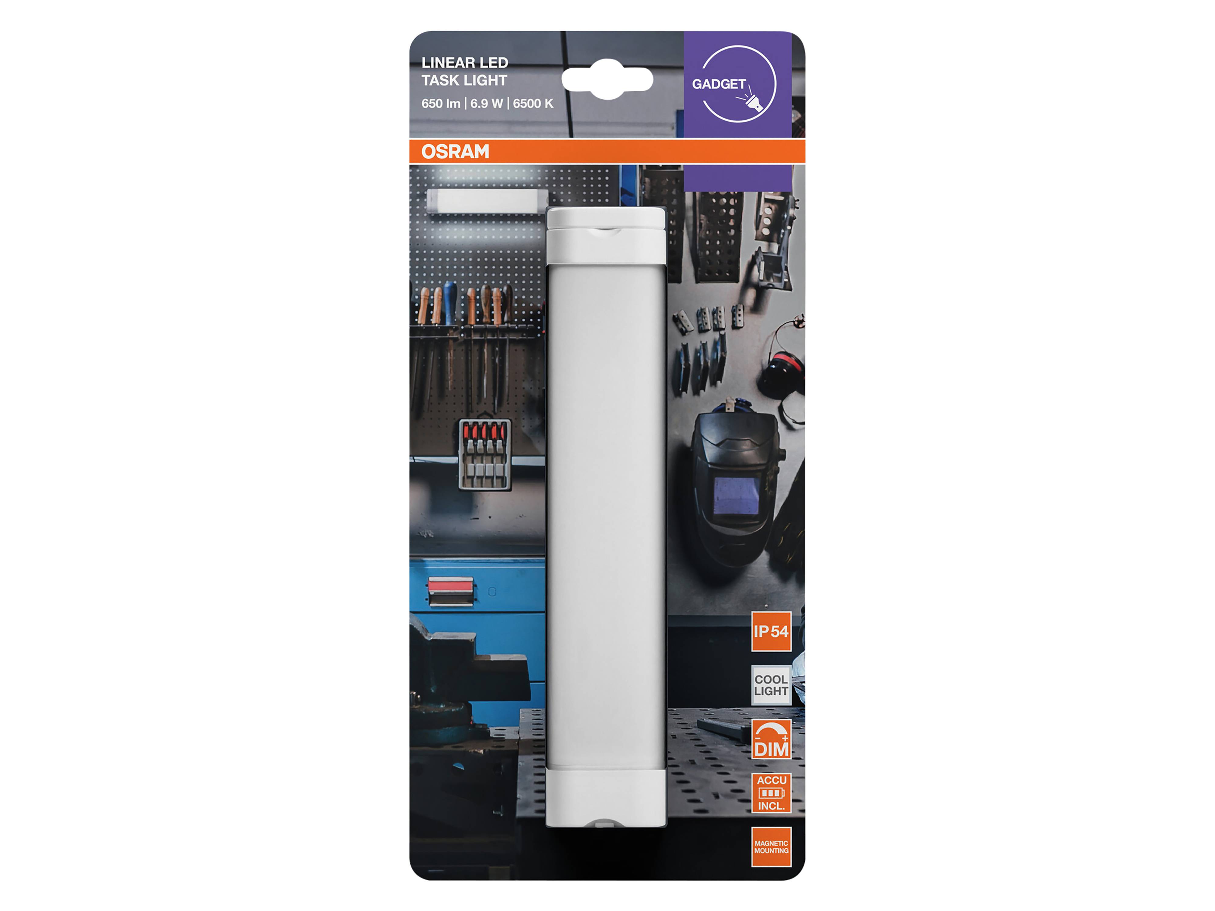 OSRAM LED-Akku-Arbeitsleuchte, 6,9W, 6500K, 400lm, kaltweiß, IP54, weiß