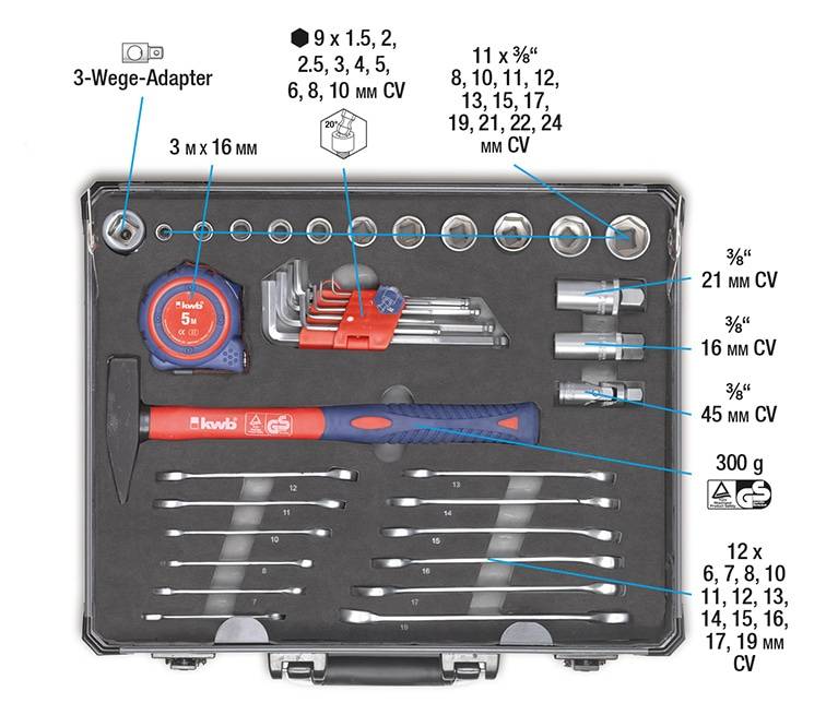 KWB Werkzeugkoffer, 370740, 51-teilig