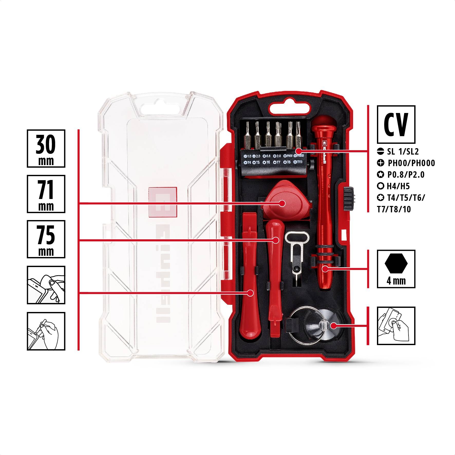 EINHELL Smartphone Reparatur-Set, 115001, 18-teilig