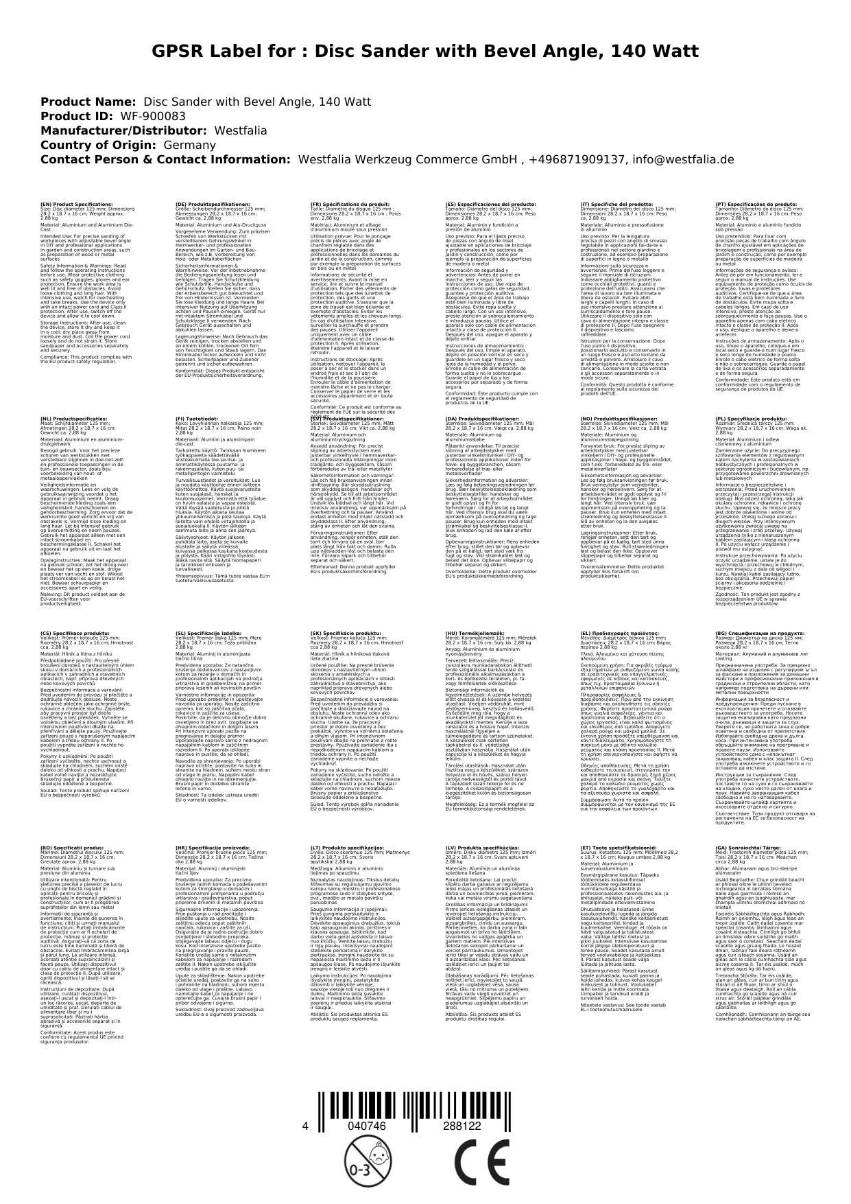 Tellerschleifer mit Gehrungswinkel, 140 Watt