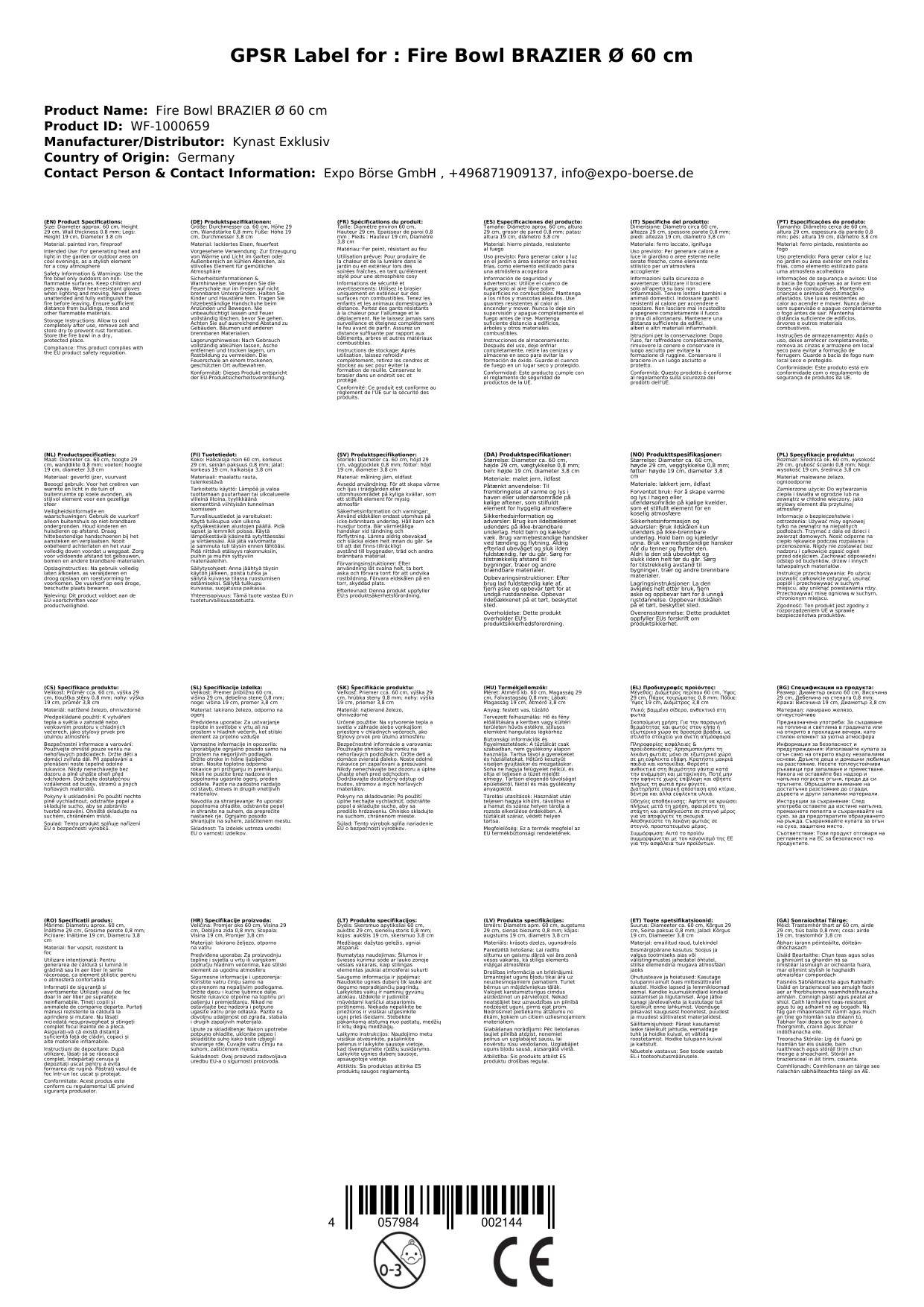 Feuerschale BRAZIER Ø 60 cm