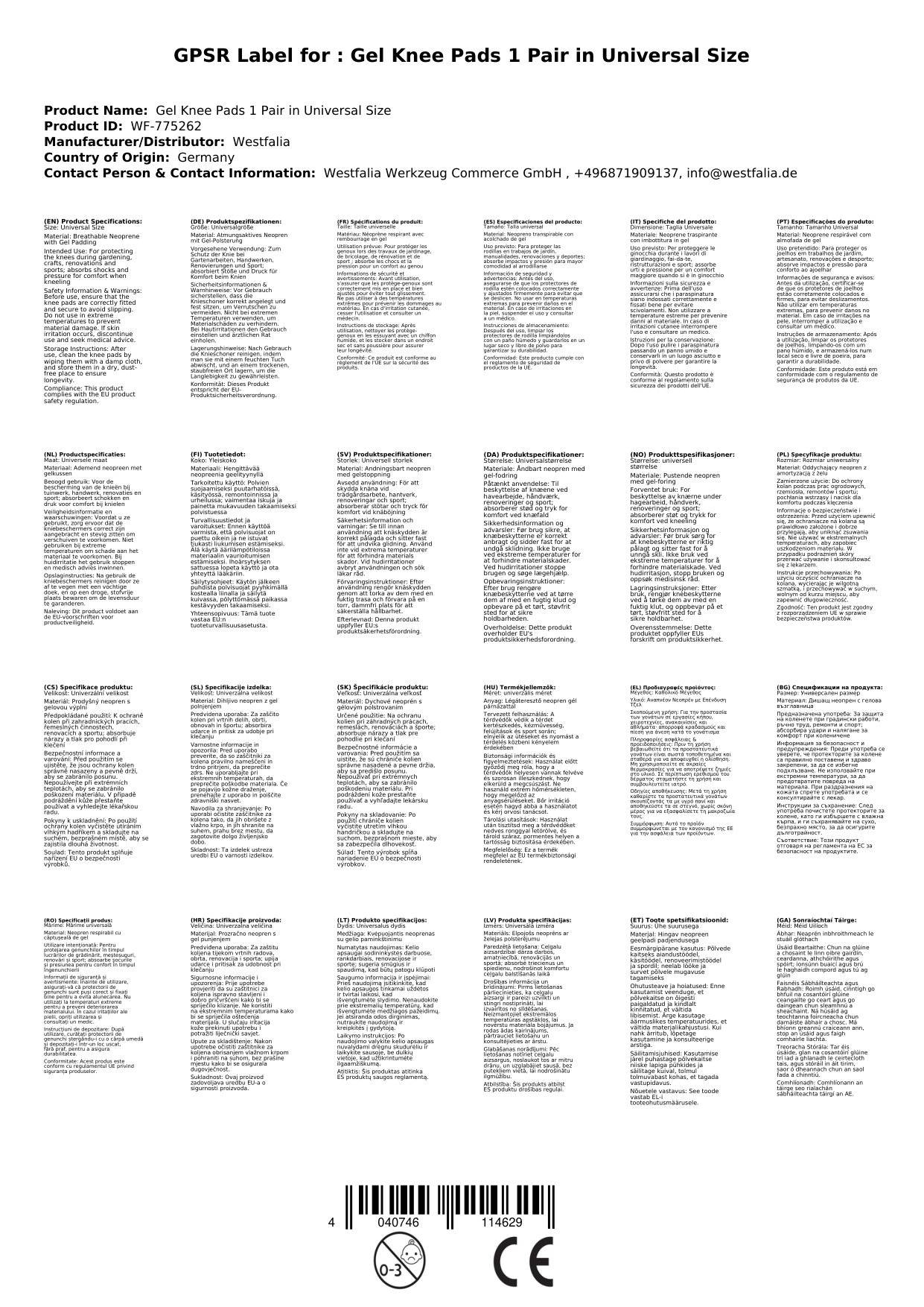 Gel Knieschoner 1 Paar in Universalgröße