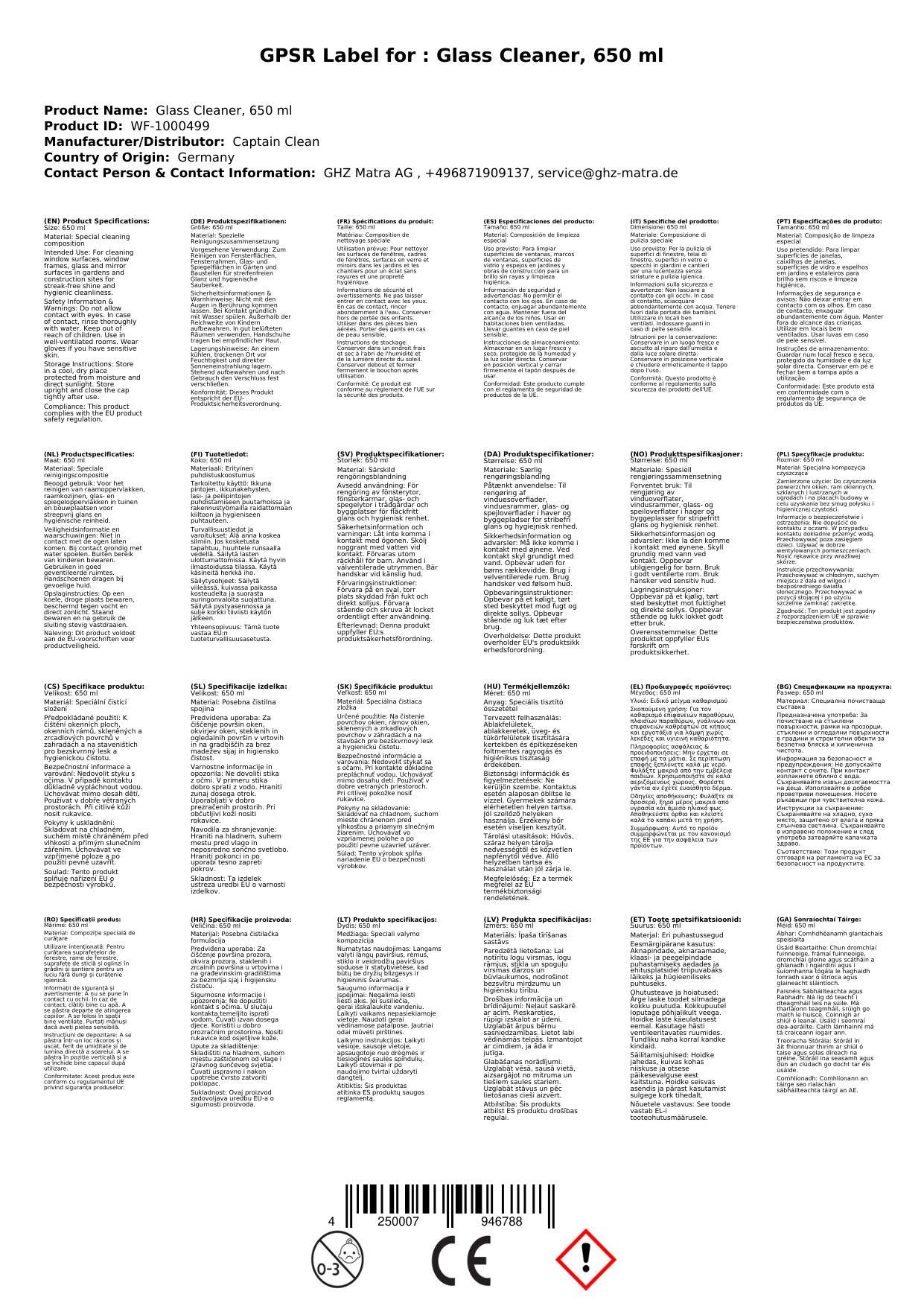 Glasreiniger, 650 ml