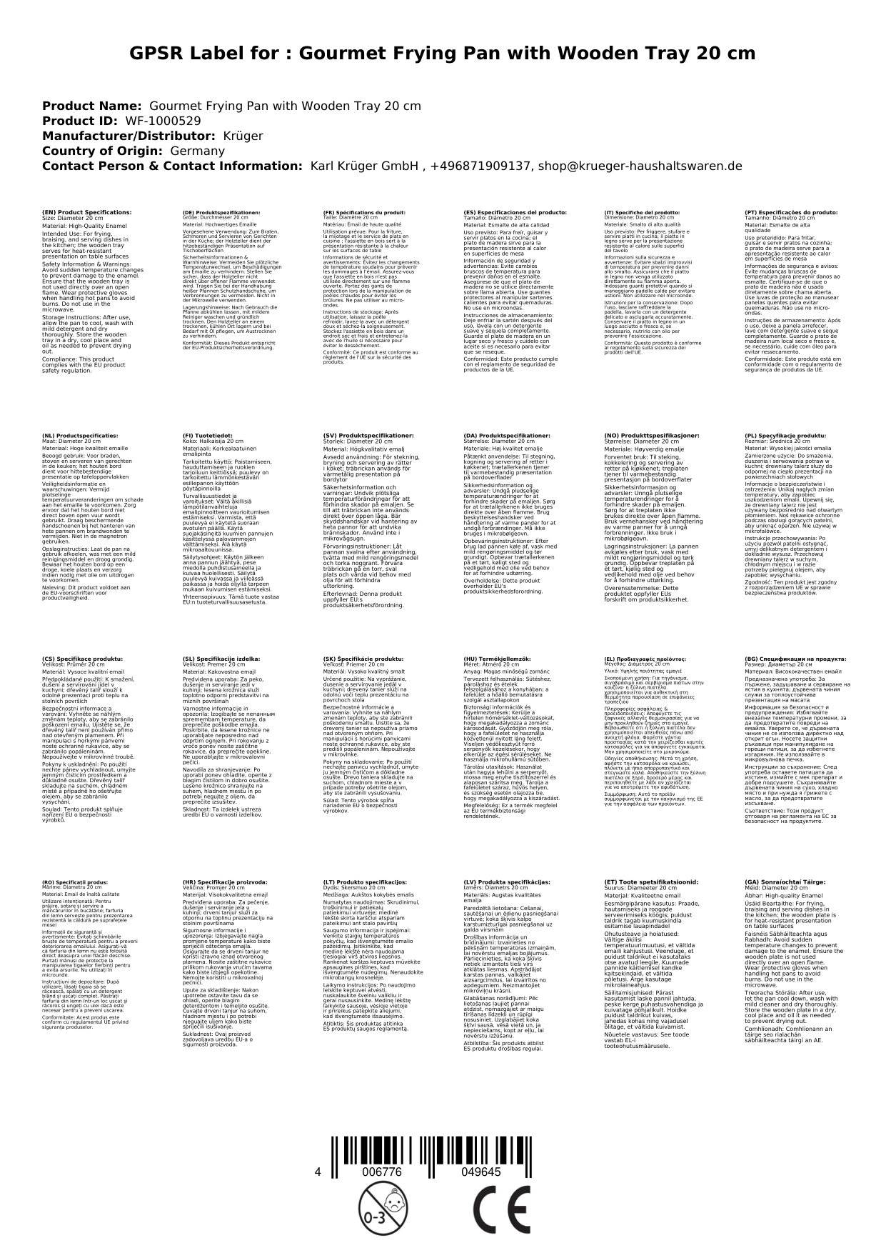 Schlemmerpfanne mit Holzteller 20 cm