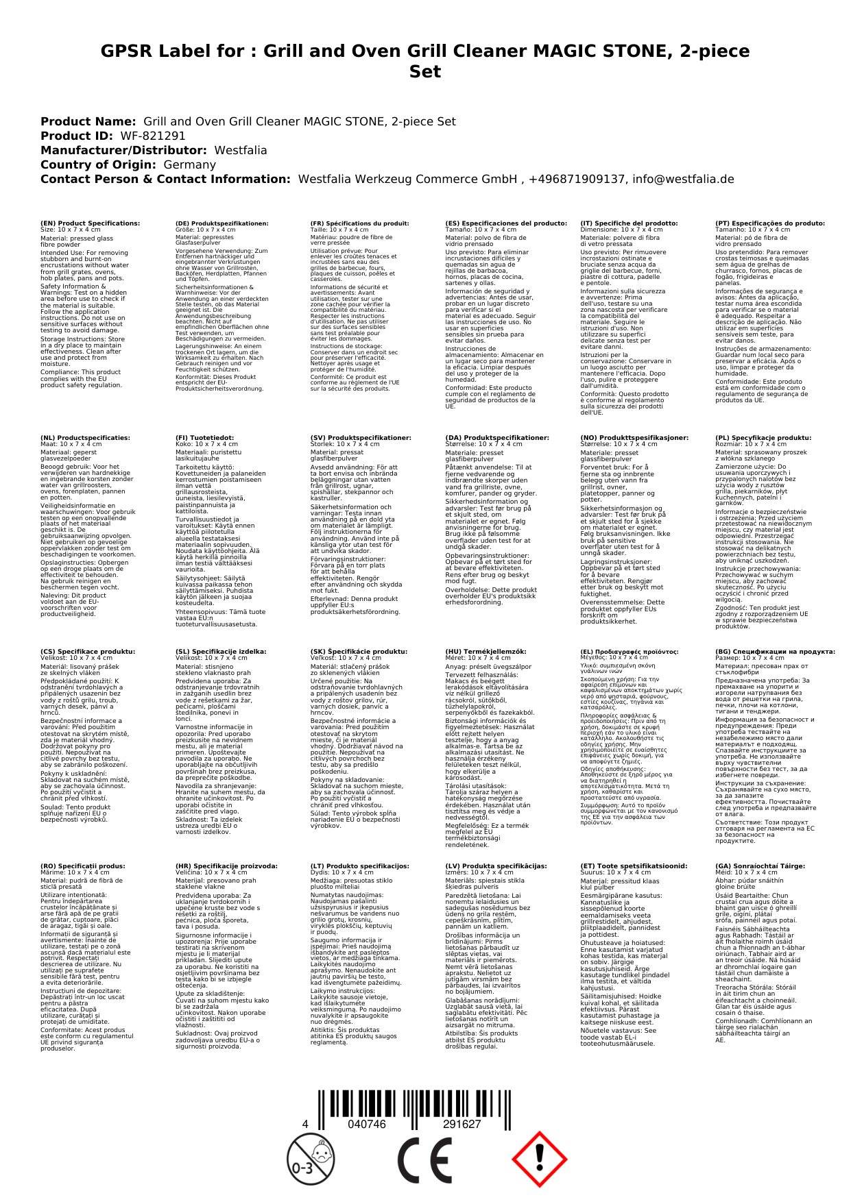 Grill- und Backofen Rostreiniger MAGIC STONE, 2er Set