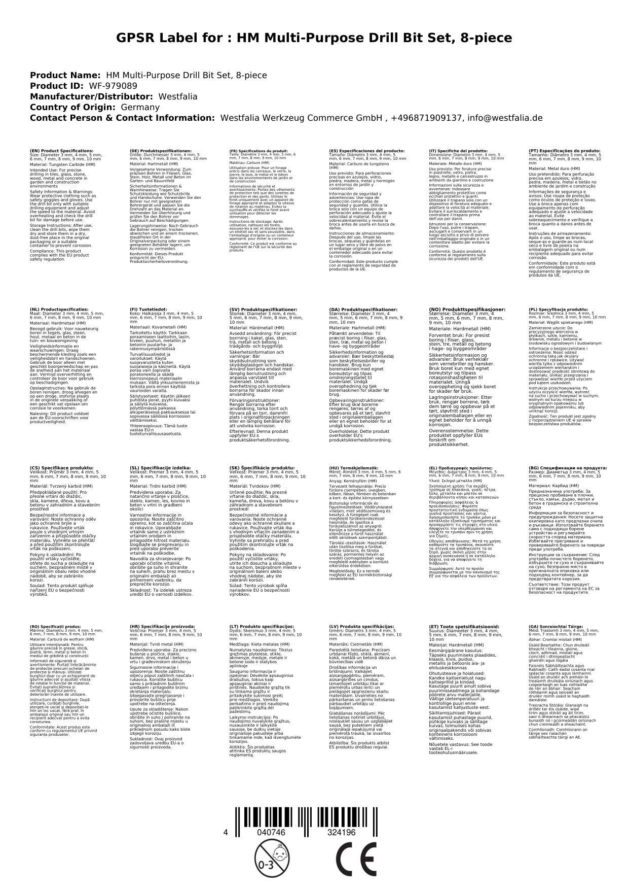 HM Mehrzweckbohrer Set, 8-teilig