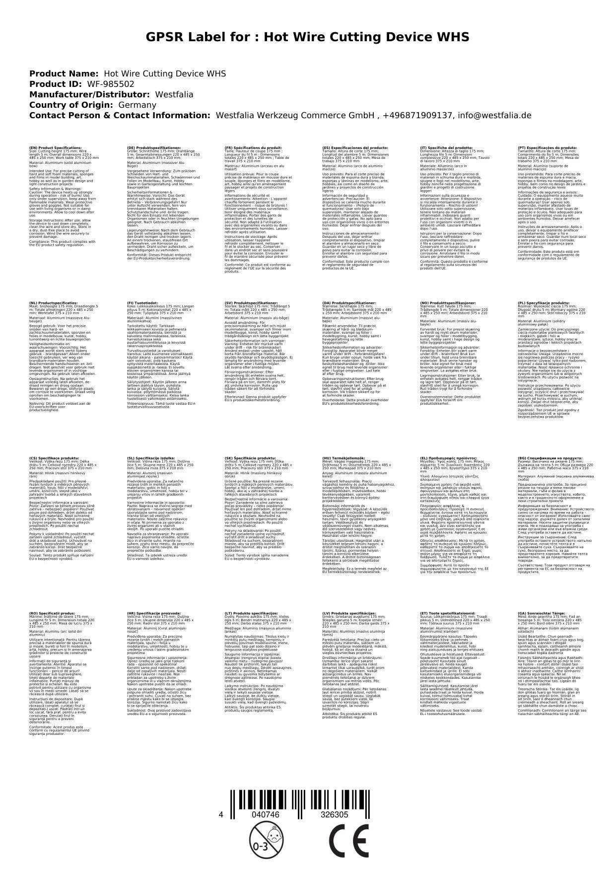 Heißdraht-Schneidgerät WHS