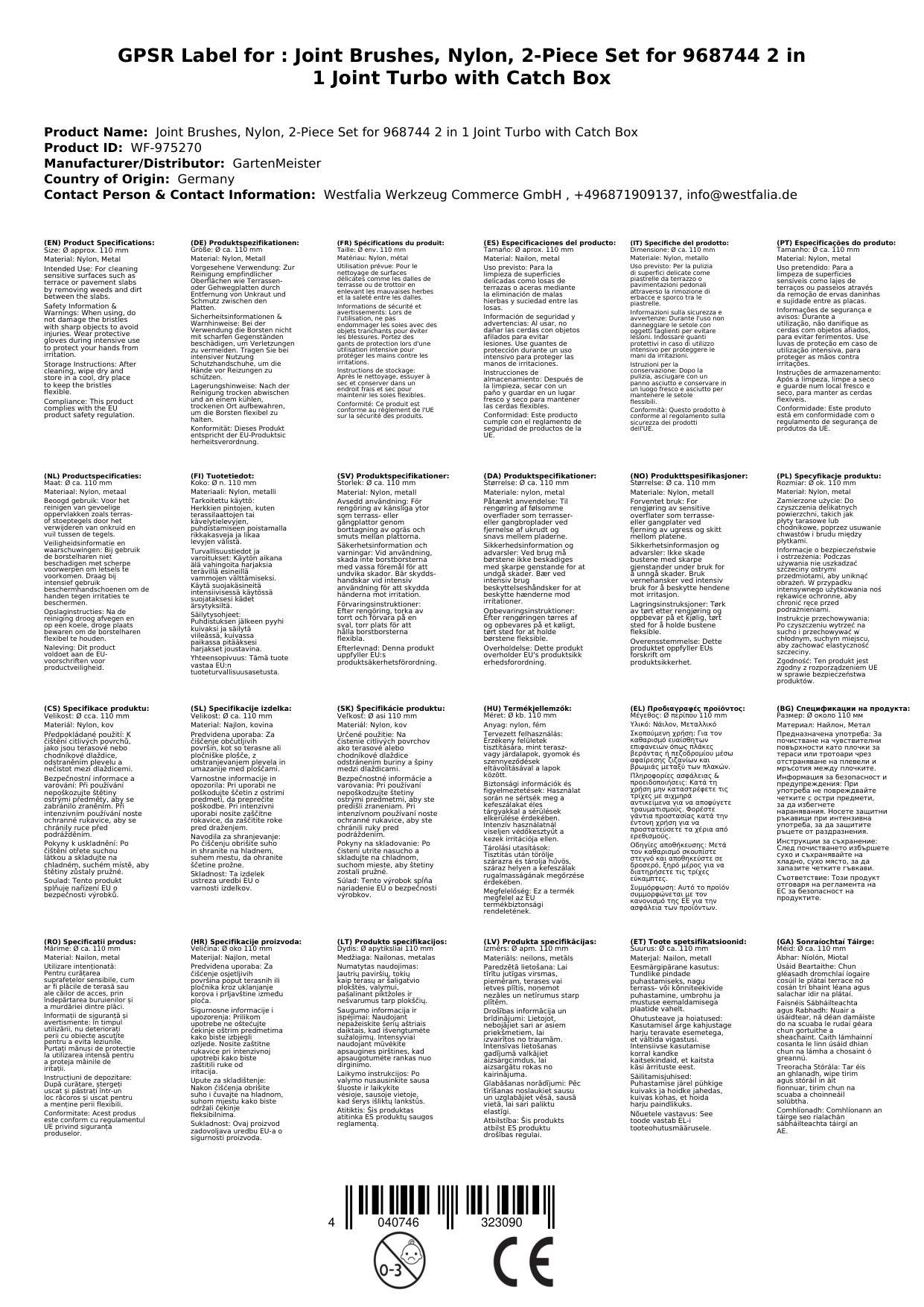 Fugenbürsten, Nylon, 2er Set zu 968744 2 in 1 Fugenturbo mit Fangbox