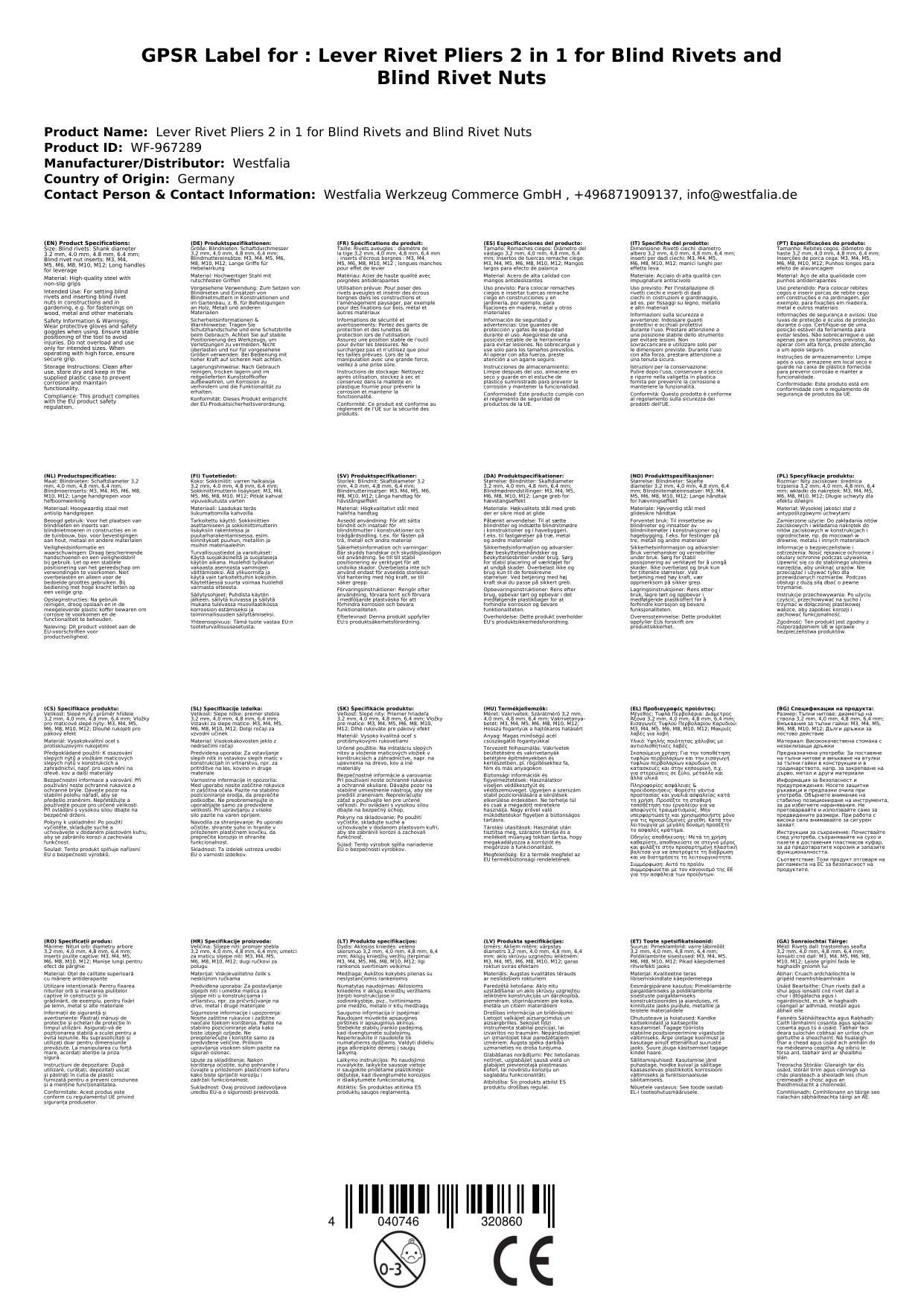 Hebel Nietzange 2 in 1 für Blindnieten und Blindnietmuttern