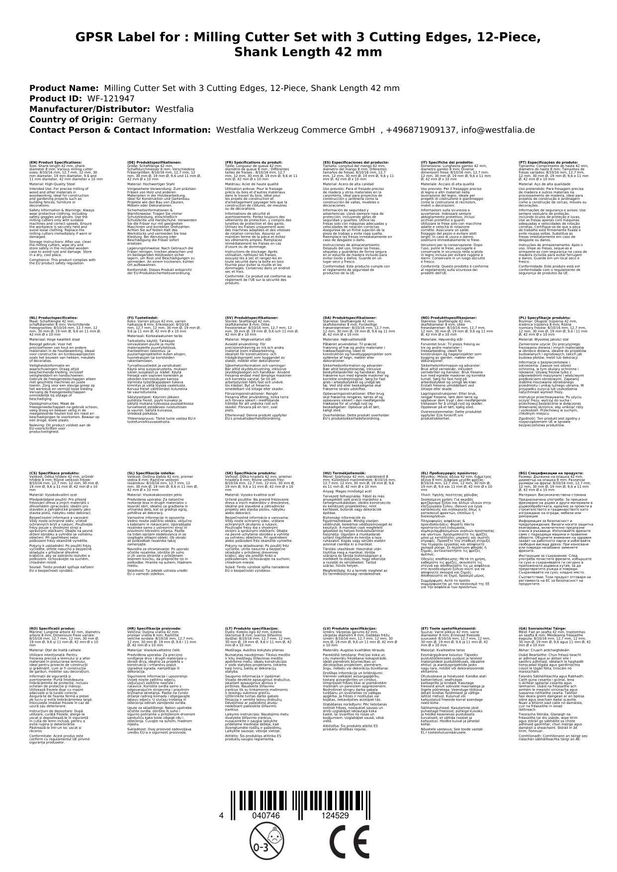 Fräser Satz mit 3 Schneidflächen, 12-teilig, Schaftlänge 42 mm