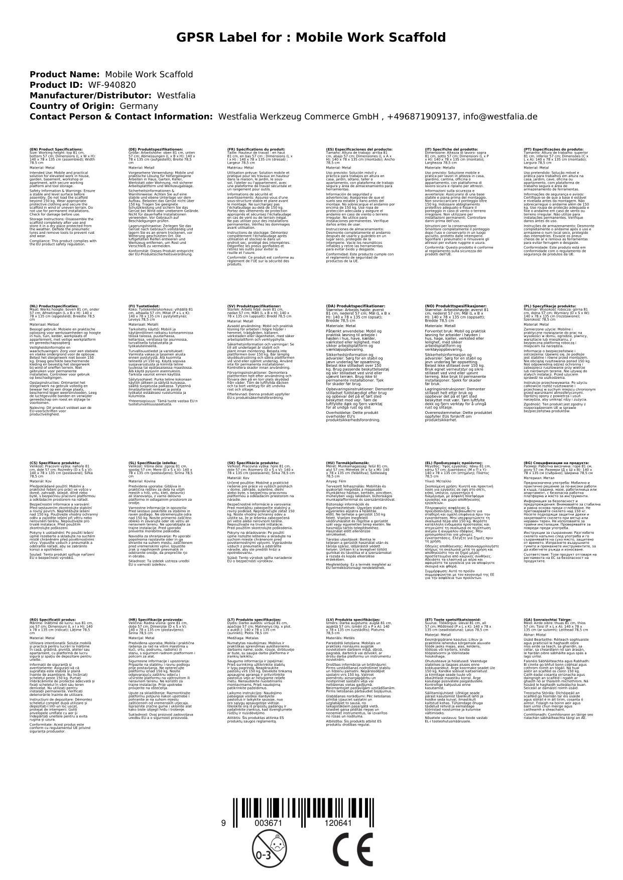 Mobiles Arbeitsgerüst