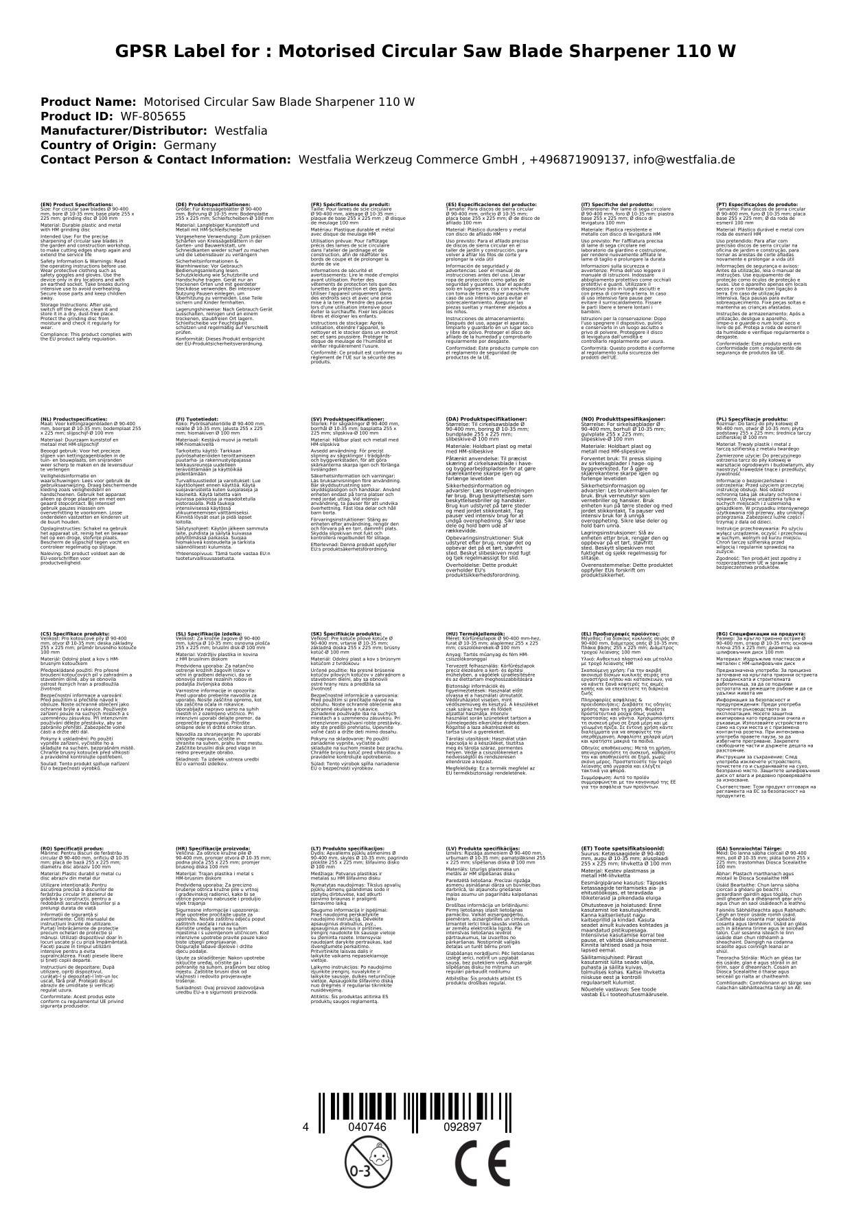 Motor-Kreissägeblatt-Schärfgerät 110 W