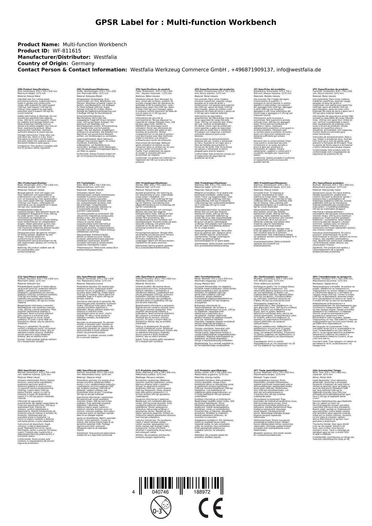 Multifunktions - Arbeitsbock