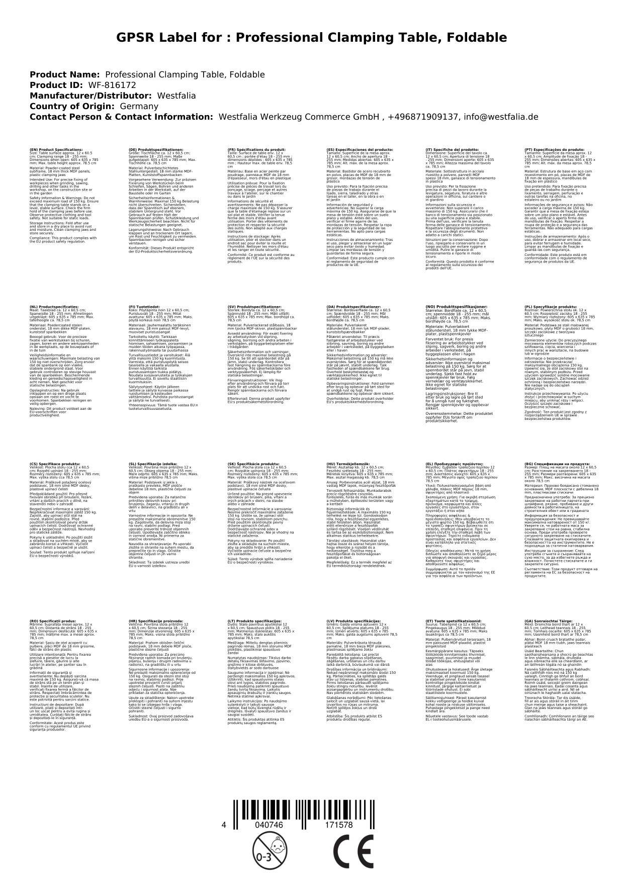 Profi Spanntisch, klappbar