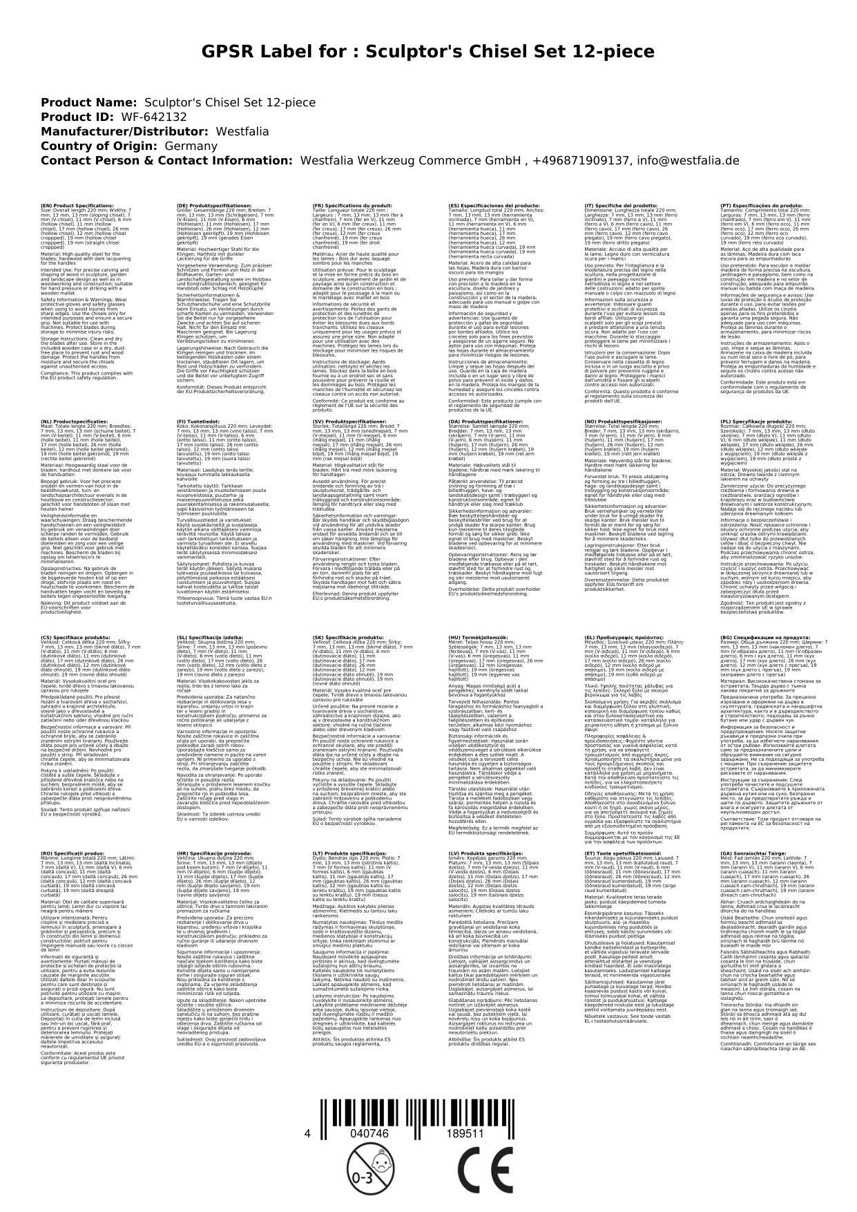 Bildhauer Beitel Satz 12-teilig