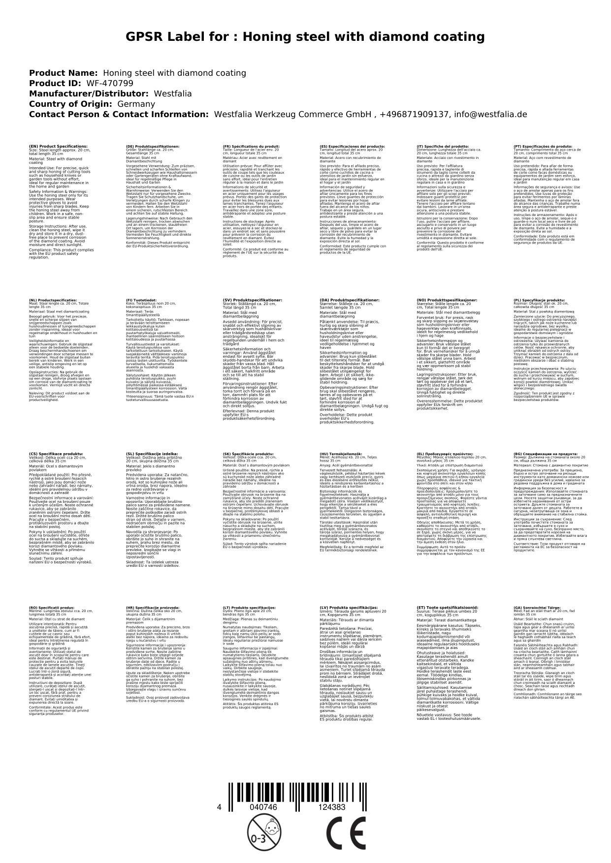 Wetzstahl mit Diamantbeschichtung